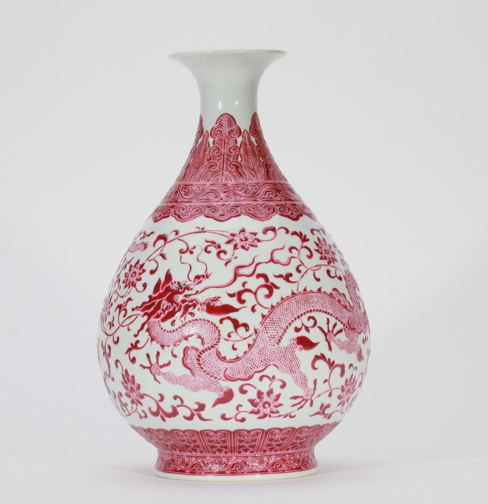 A RUBY-RED ENAMELLED DRAGON VASE - 17