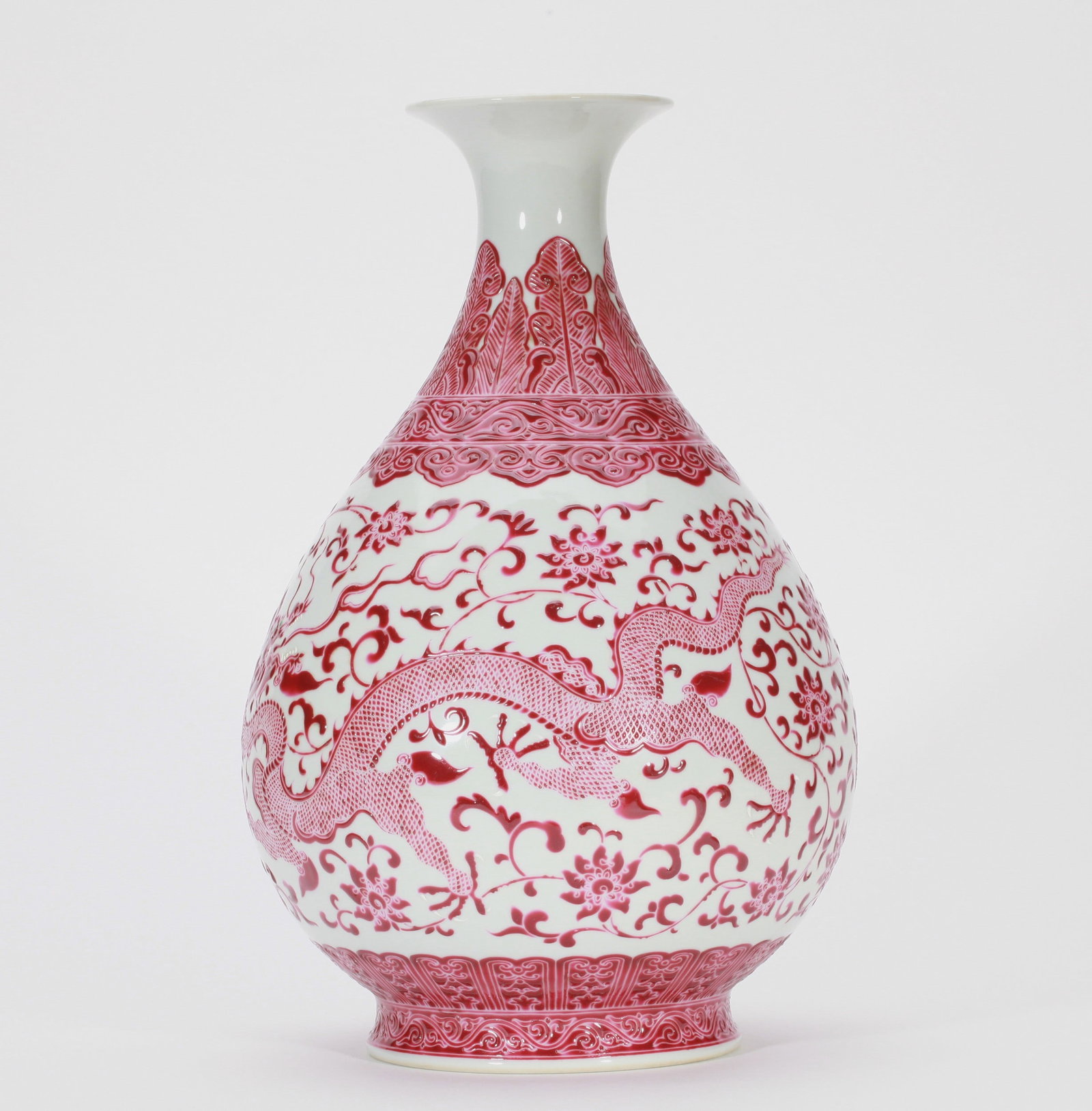 A RUBY-RED ENAMELLED DRAGON VASE - 6