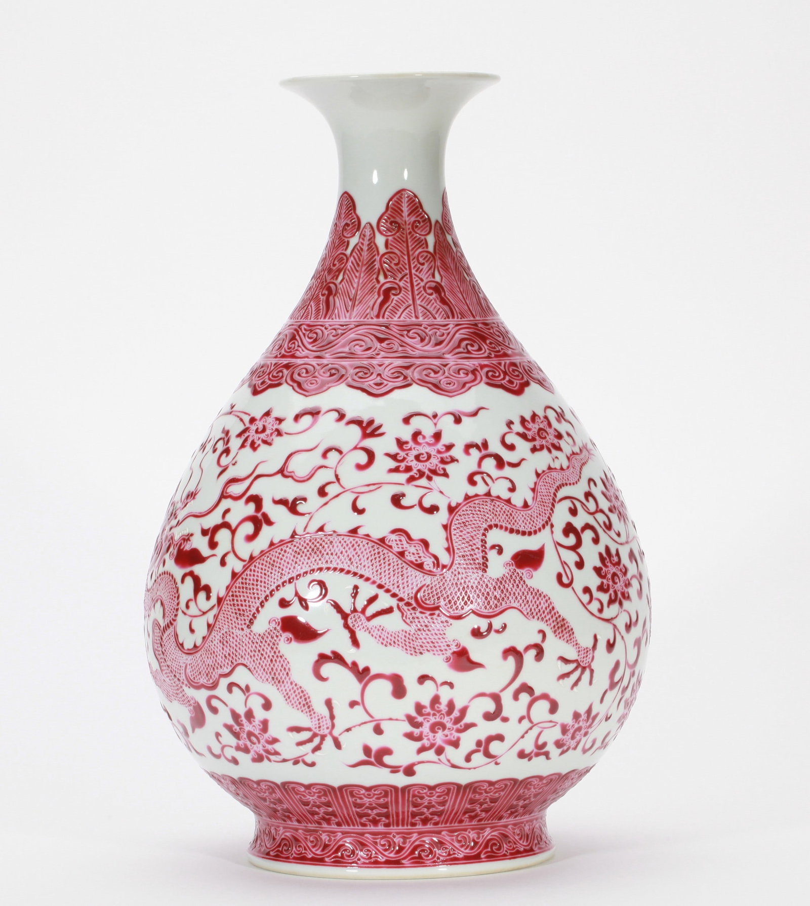 A RUBY-RED ENAMELLED DRAGON VASE - 9