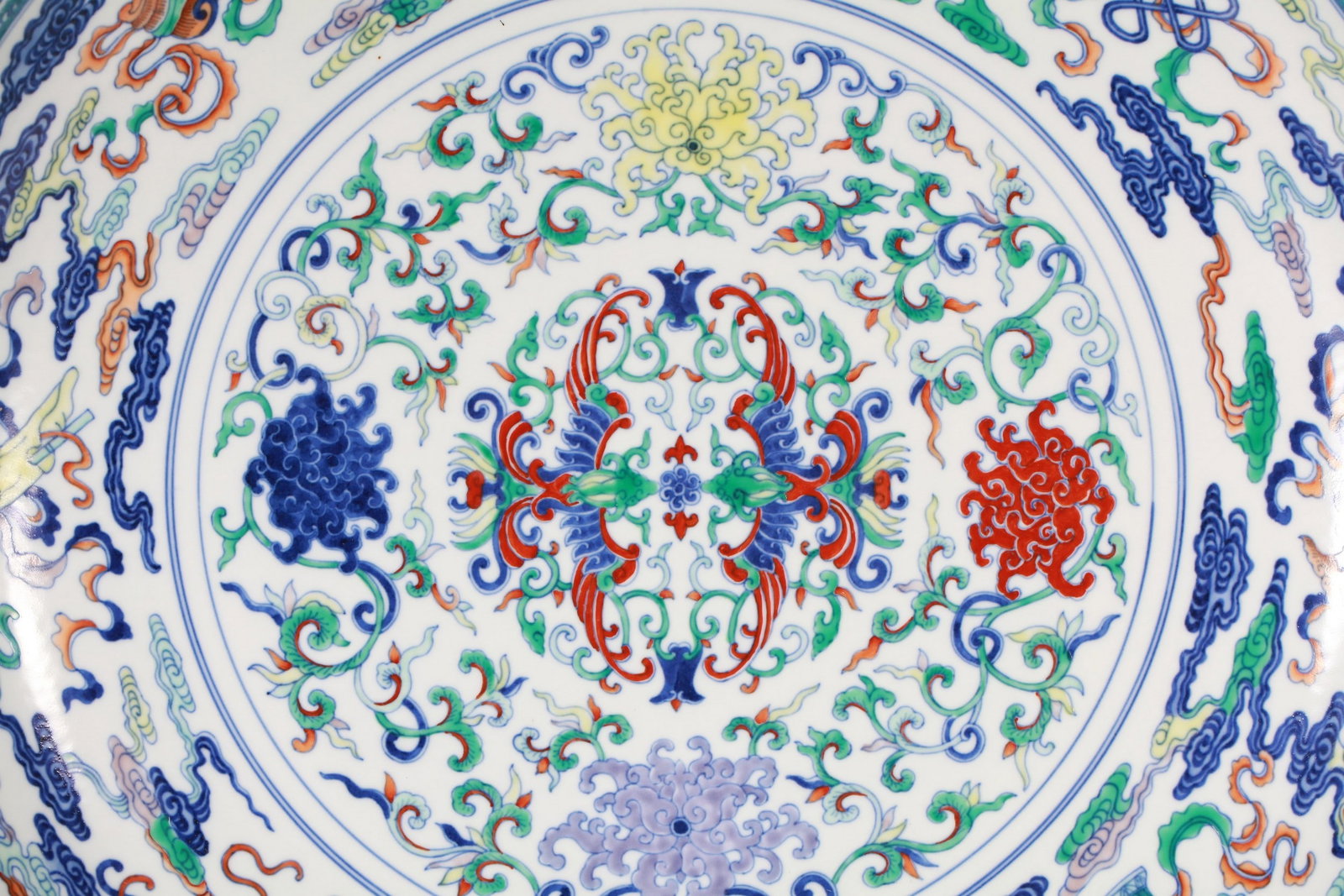 A LARGE DOUCAI PHOENIX DISH - 9