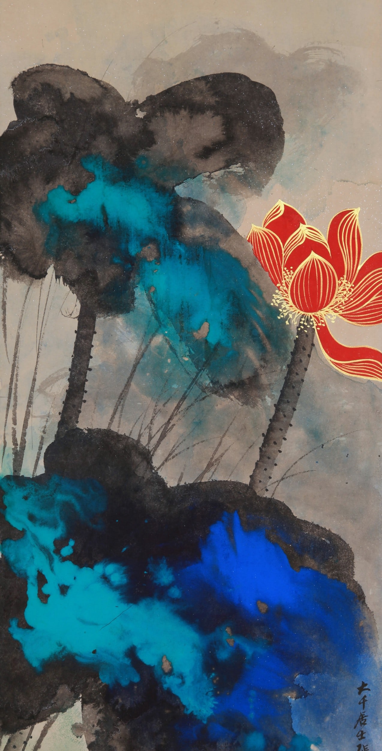 ZHANG DAQIAN ATTRIBUTED TO,LOTUS - 4