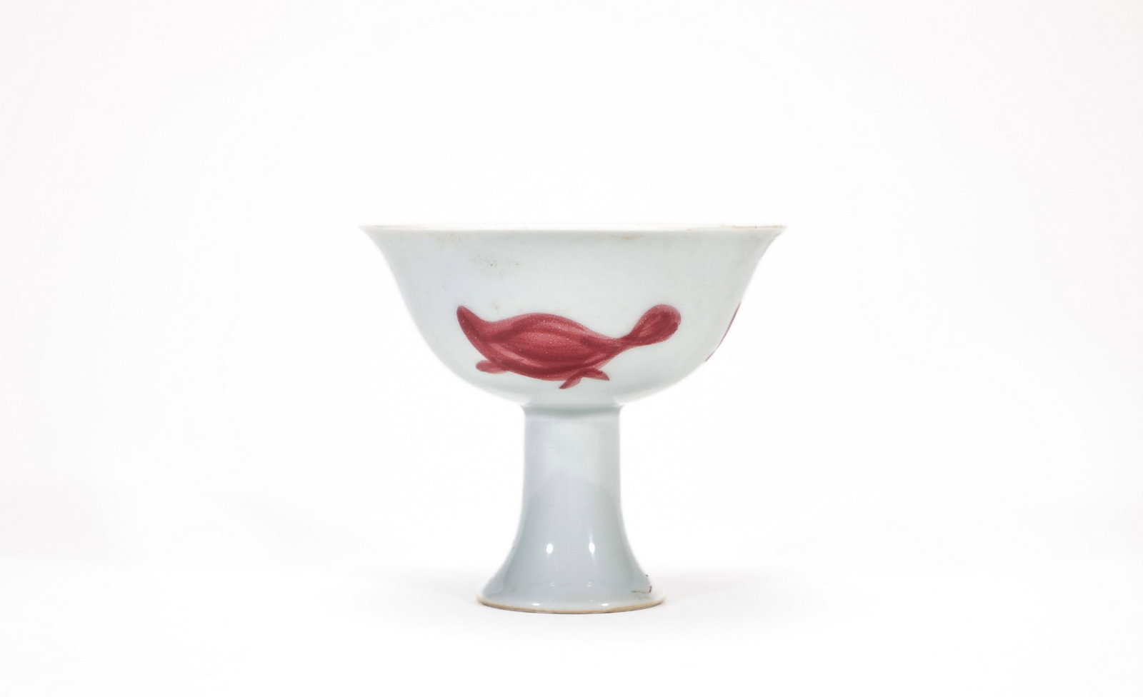 A COPPER-RED GLAZED STEM CUP - 2