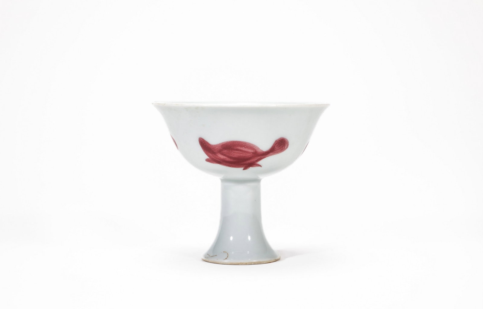 A COPPER-RED GLAZED STEM CUP - 3