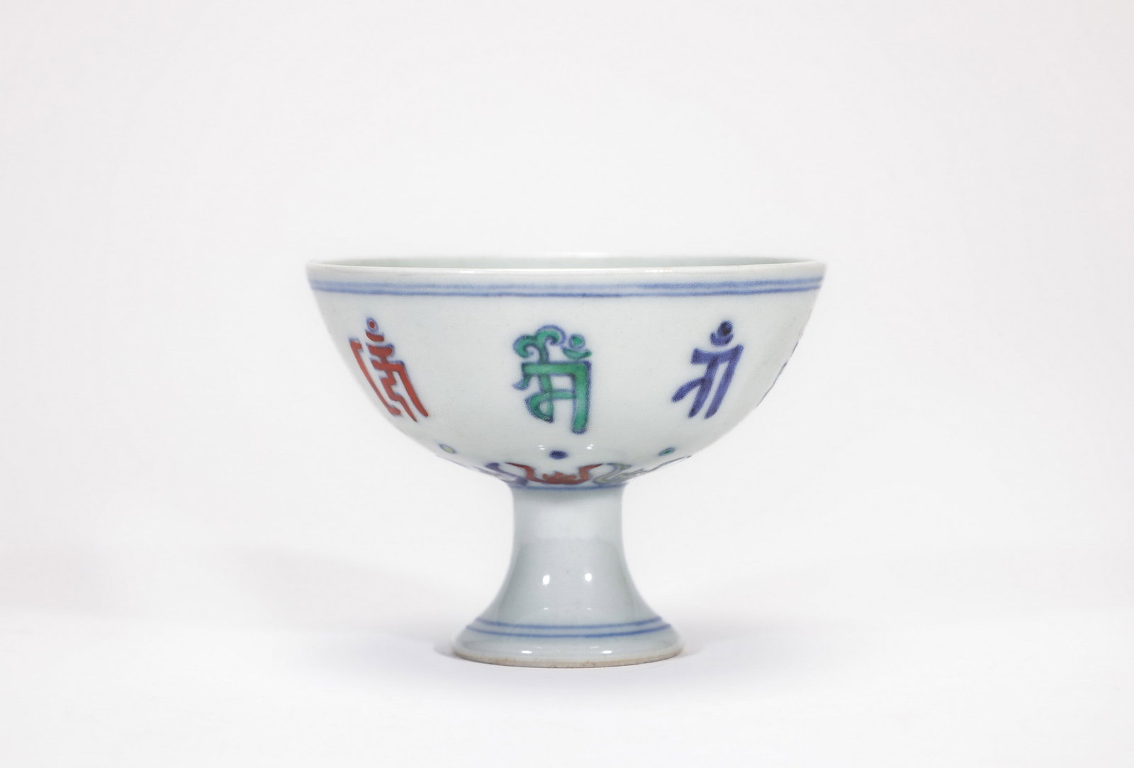 A DOUCAI STEM CUP - 4