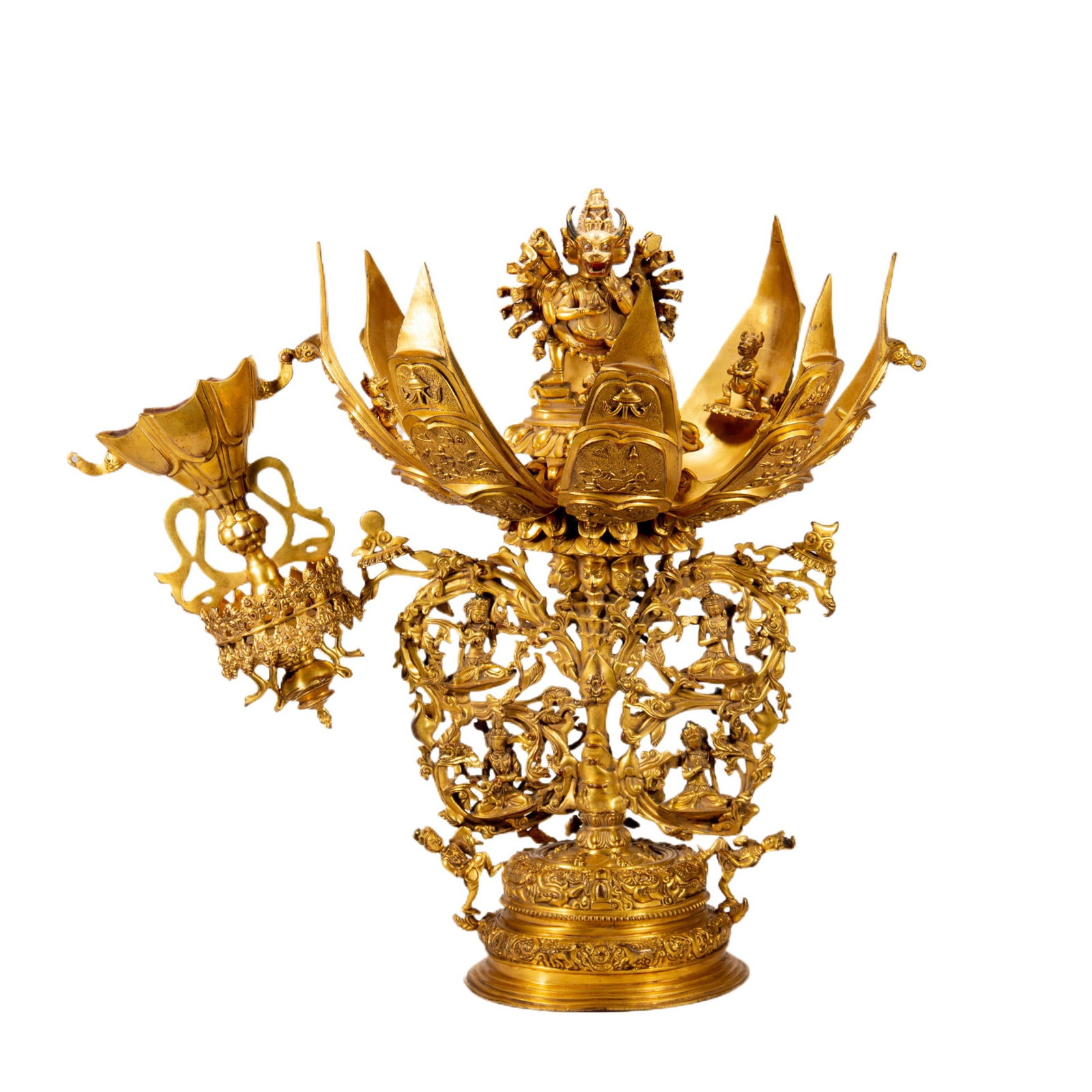 A GILT-BRONZE FIGURE OF VAJRABHAIRAVA: 铜鎏金佛像 A gilt-bronze figure of Vajrabhairava Ht.88CM