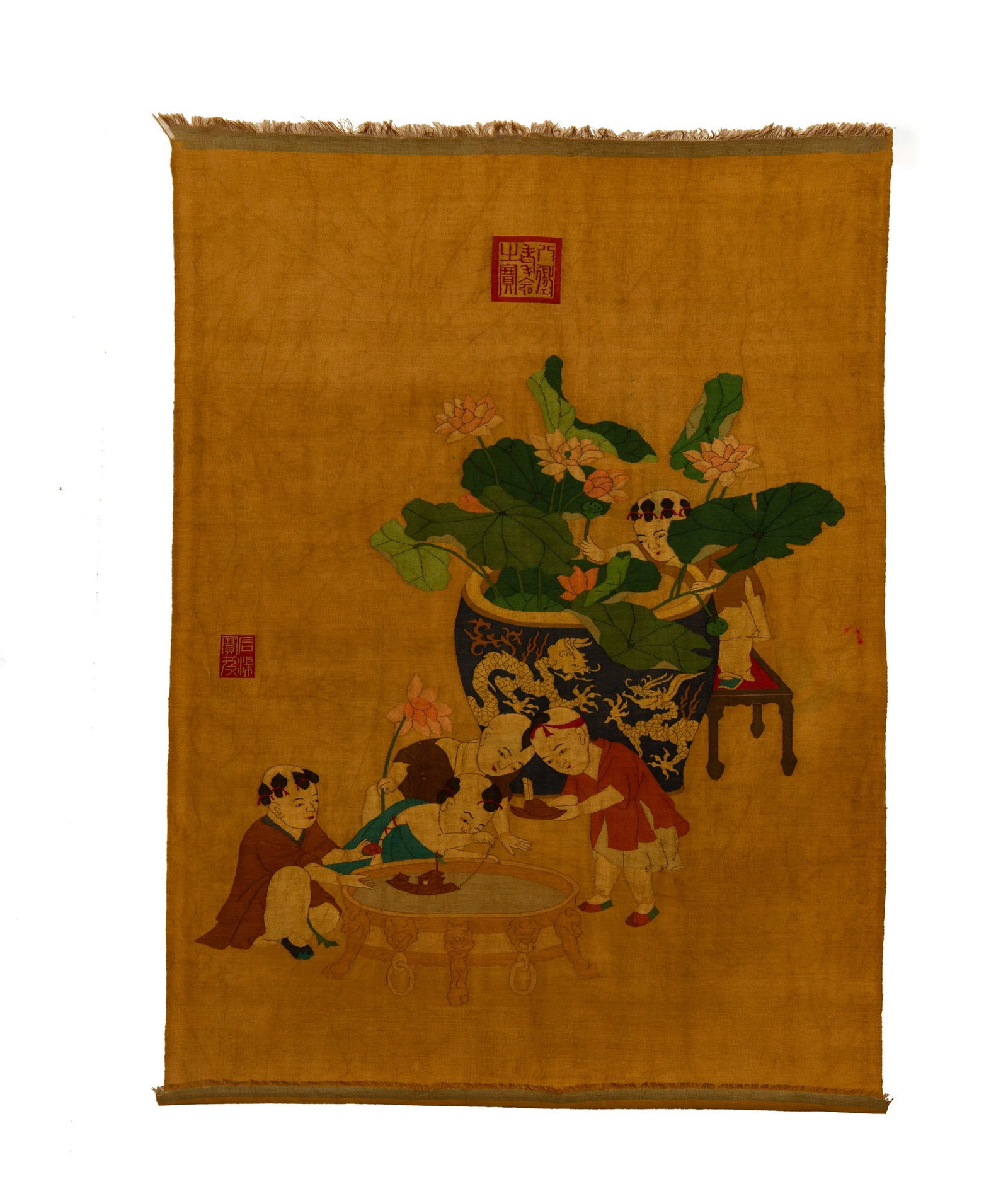 SILK INFANT PLAY PICTURE: 缂丝婴戏图 Silk Infant Play Picture 92x67cm