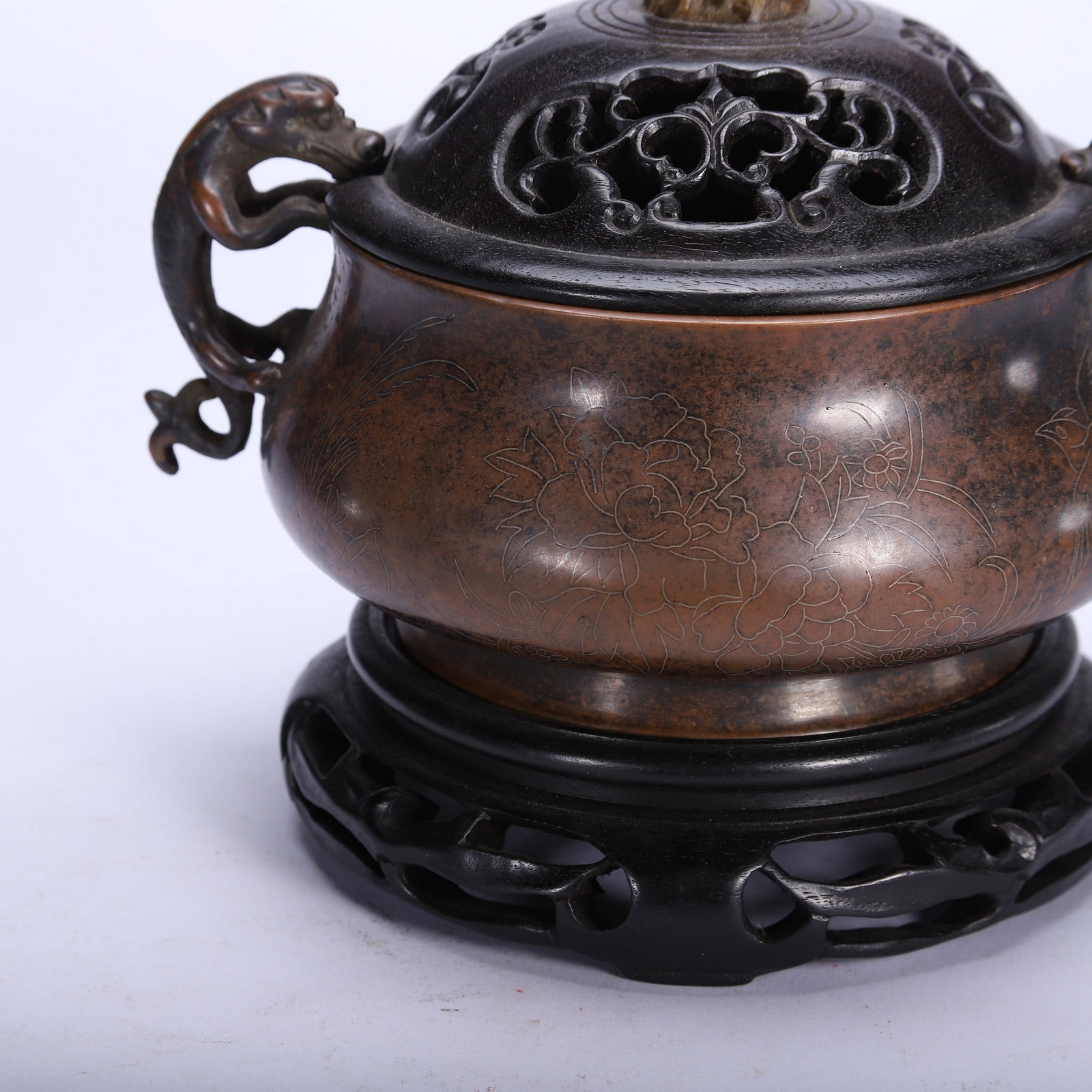 A COPPER INCENSE BURNER - 3