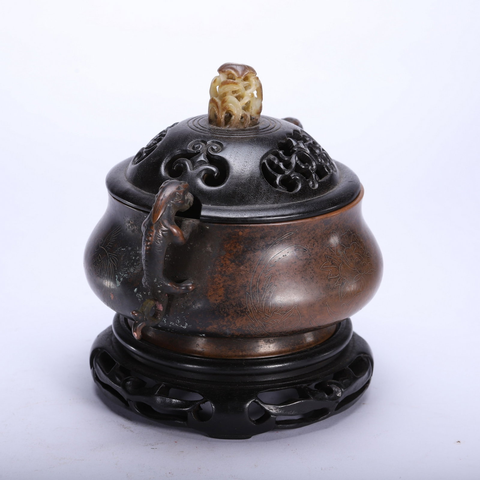 A COPPER INCENSE BURNER - 4