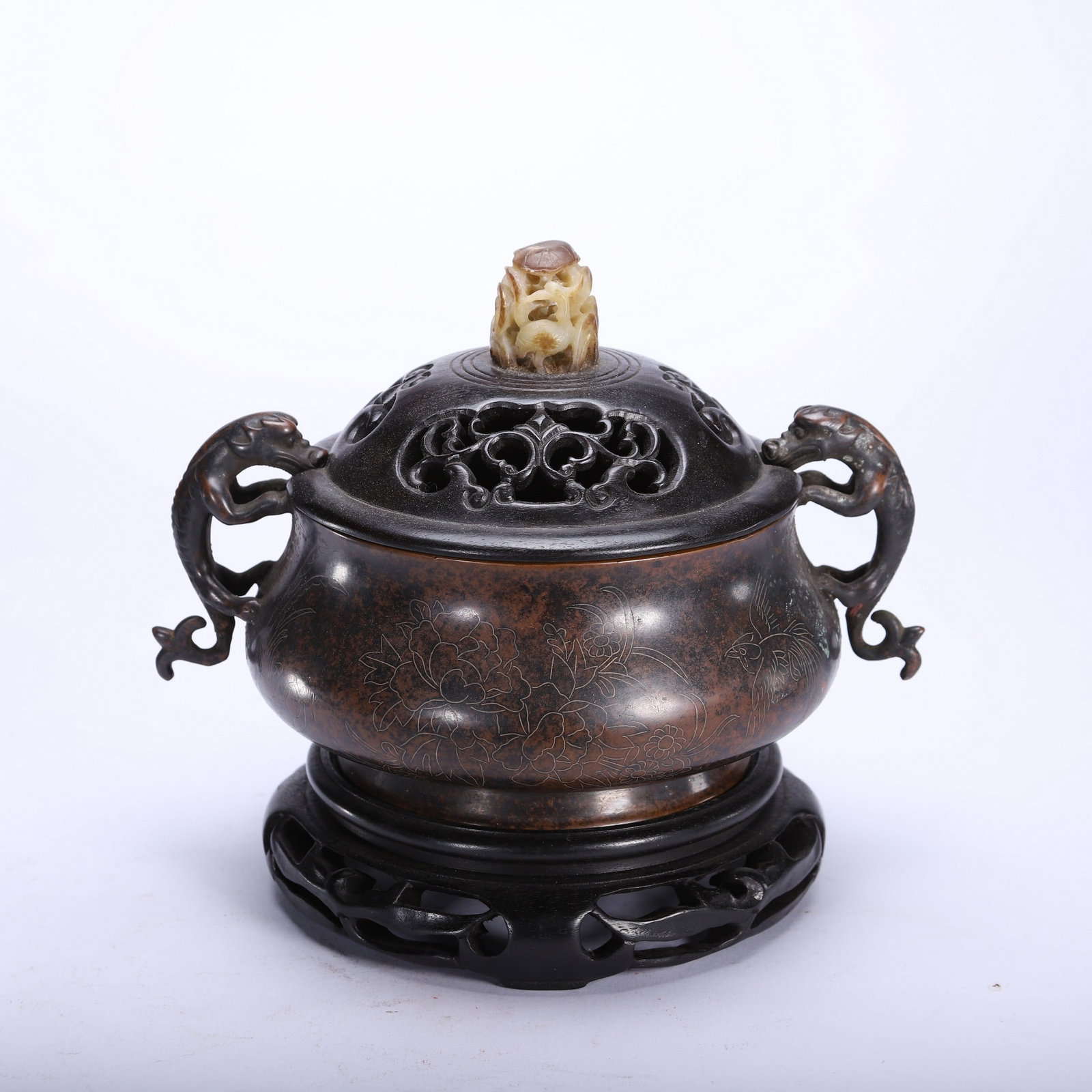 A COPPER INCENSE BURNER - 5