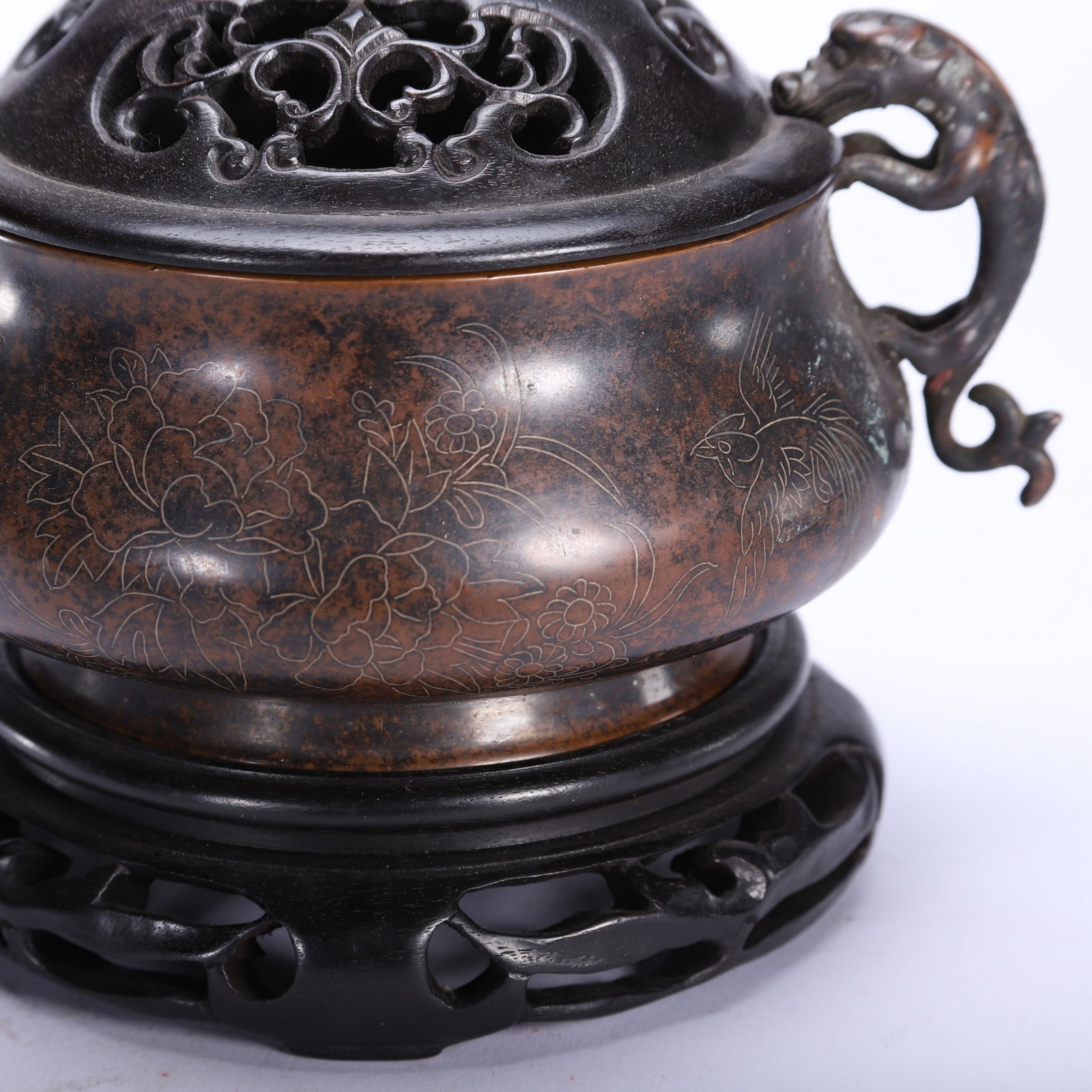 A COPPER INCENSE BURNER - 6