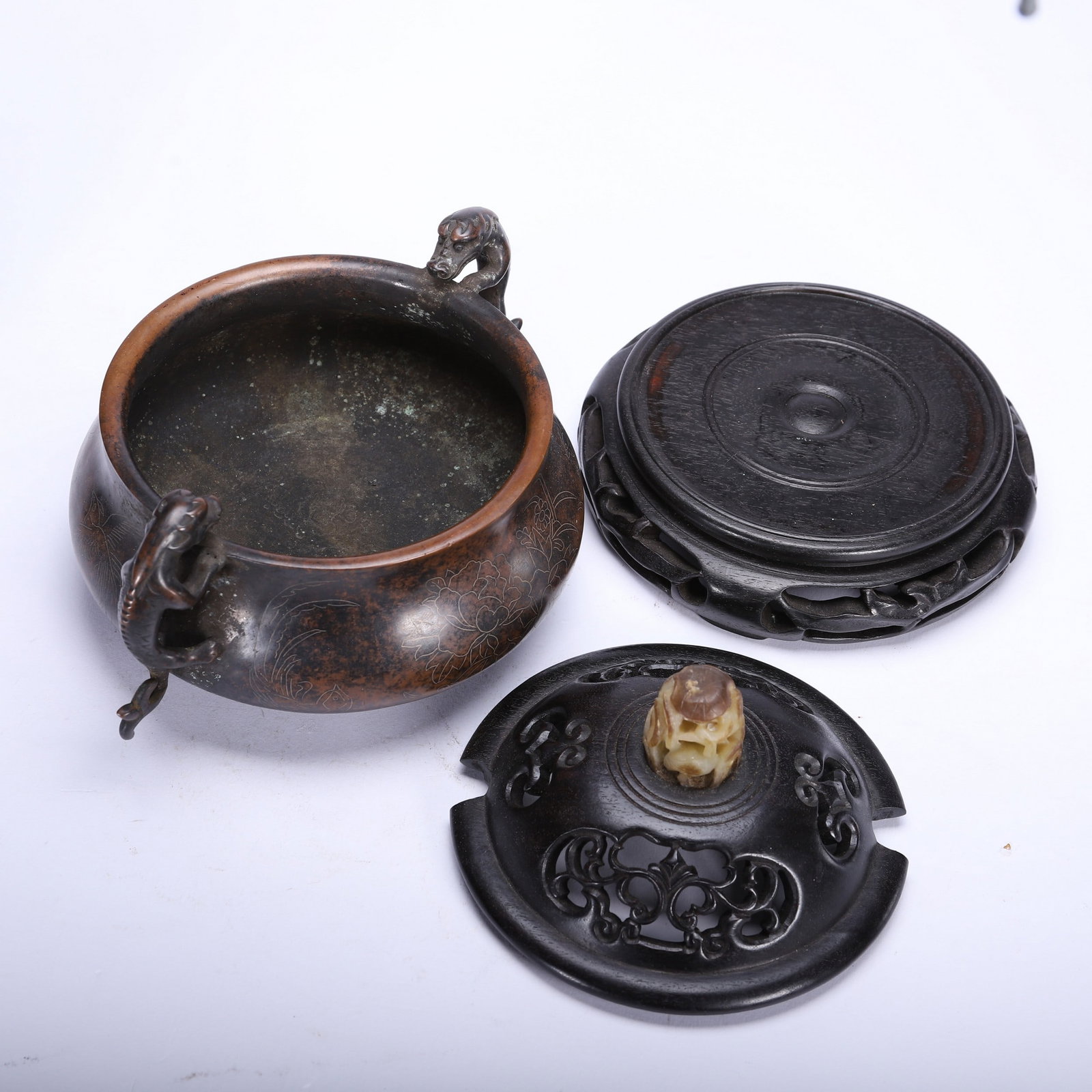 A COPPER INCENSE BURNER - 7