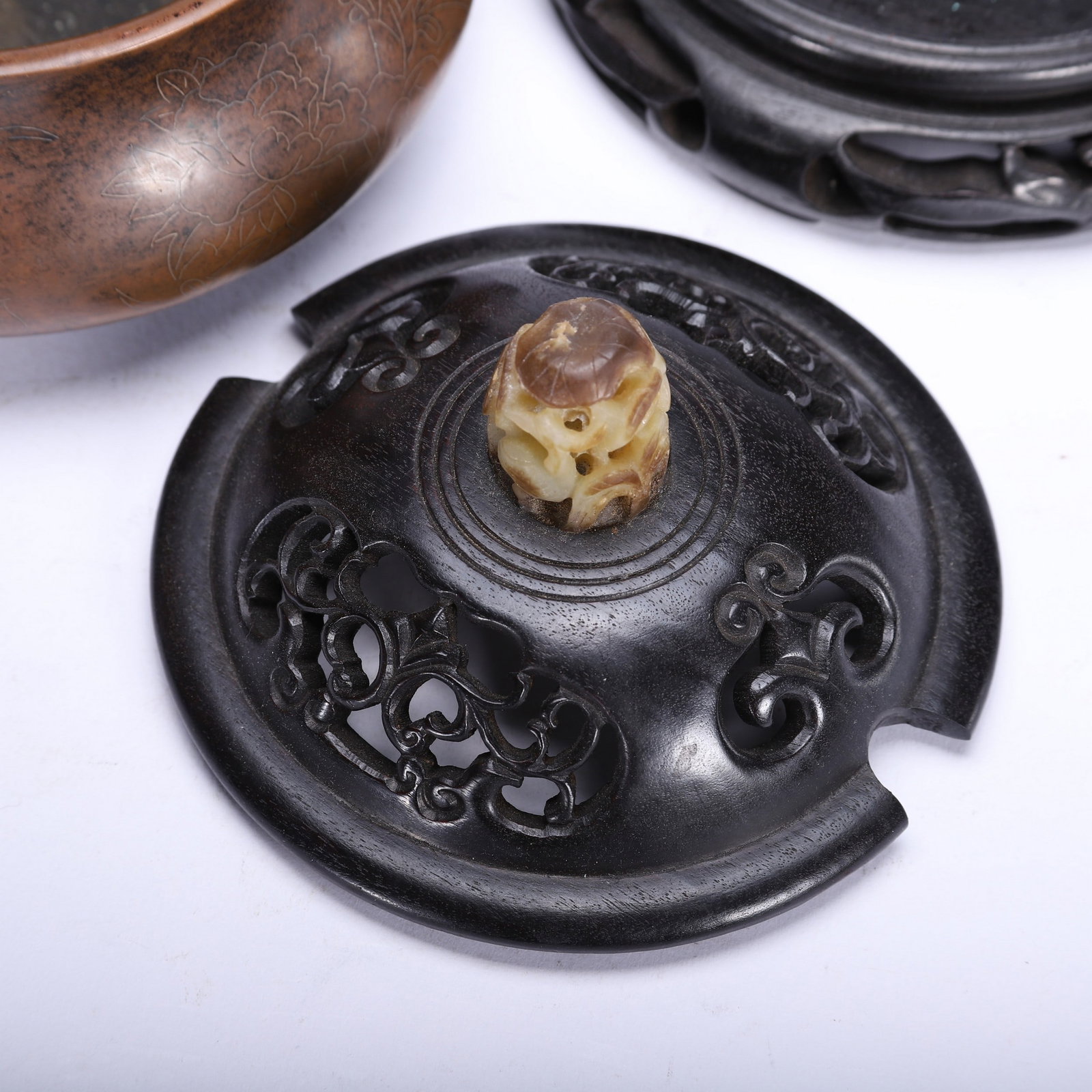 A COPPER INCENSE BURNER - 8