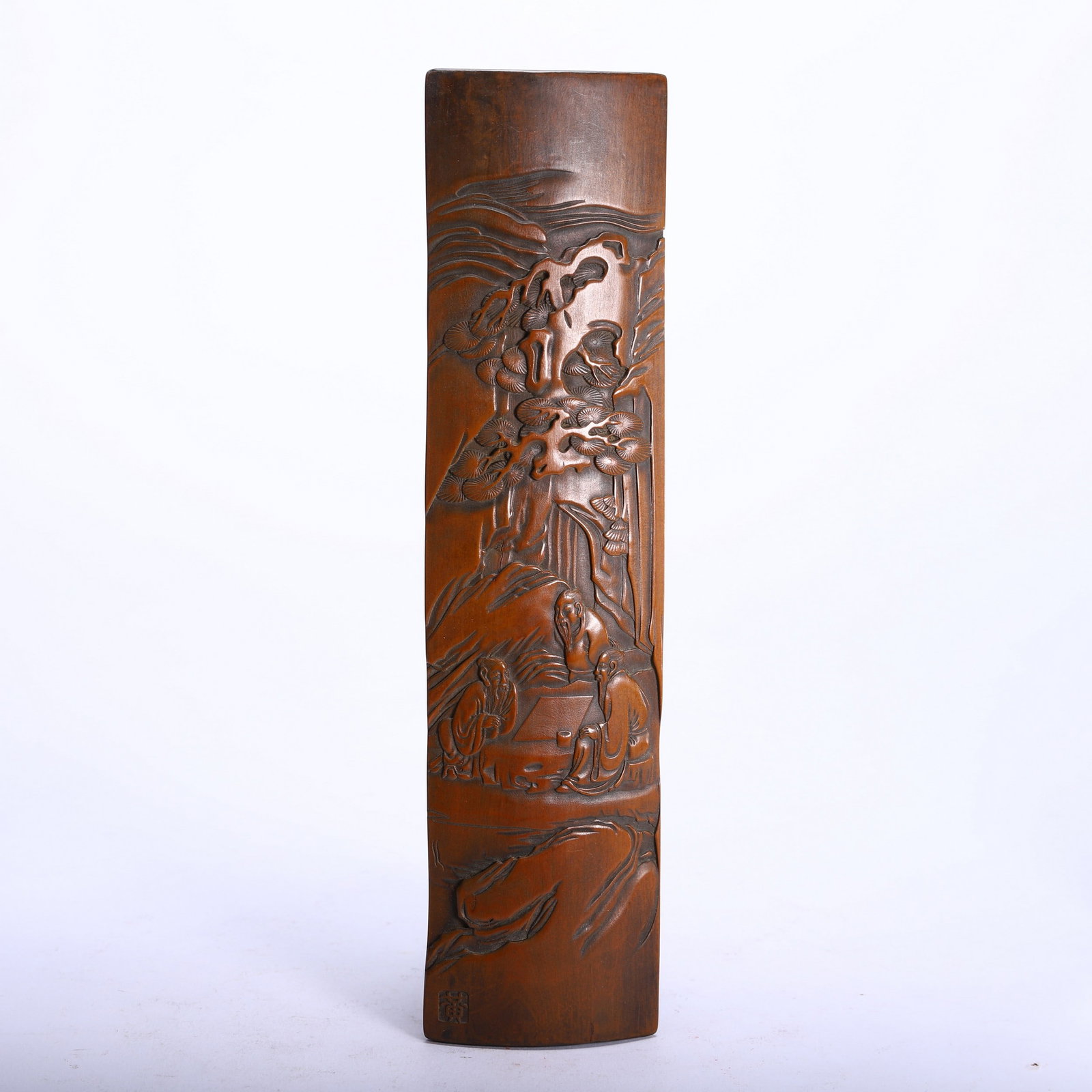 A BAMBOO ARM REST: 竹雕臂搁 A bamboo arm rest Lg.25.5cm