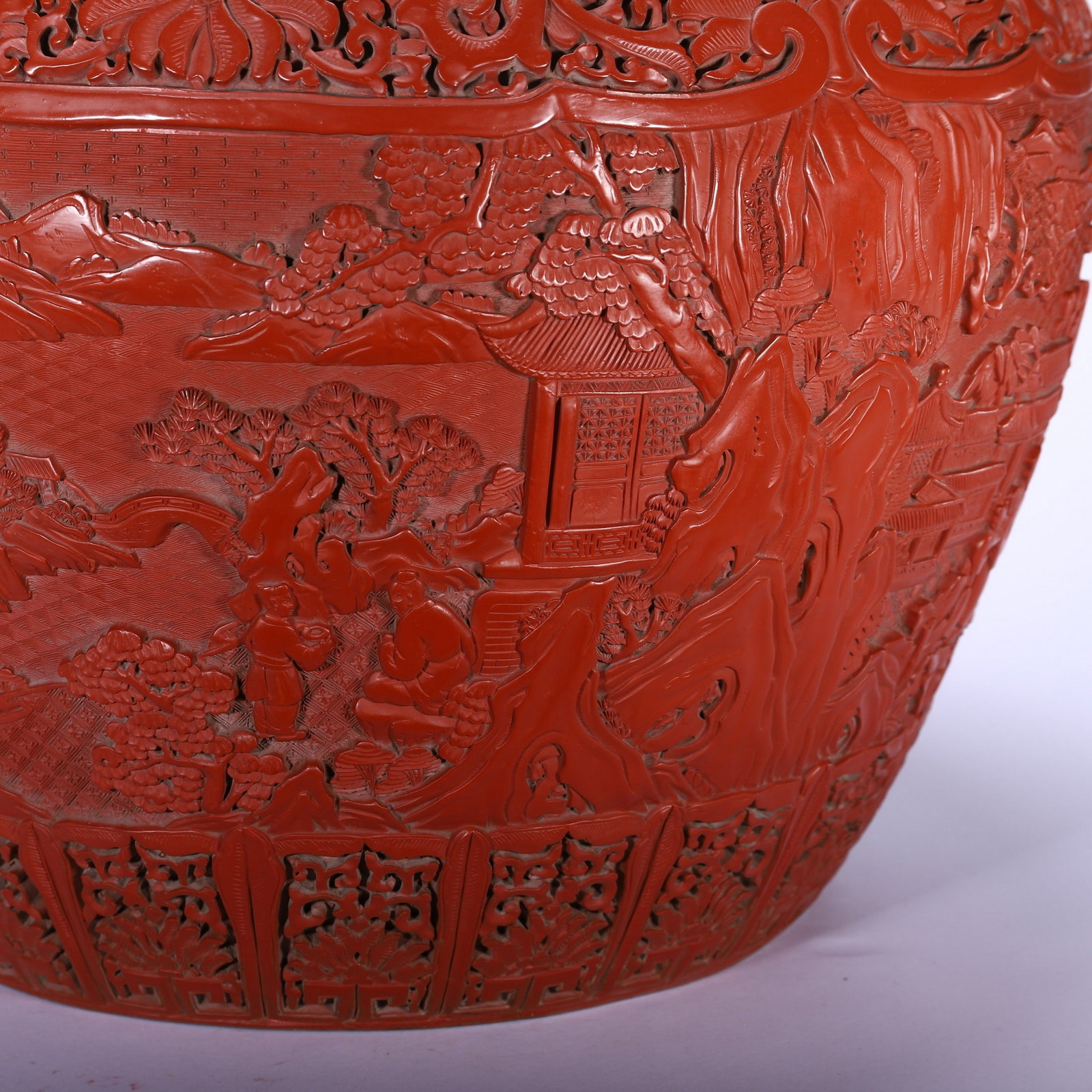 A CARVED LACQUERWARE VAT - 6