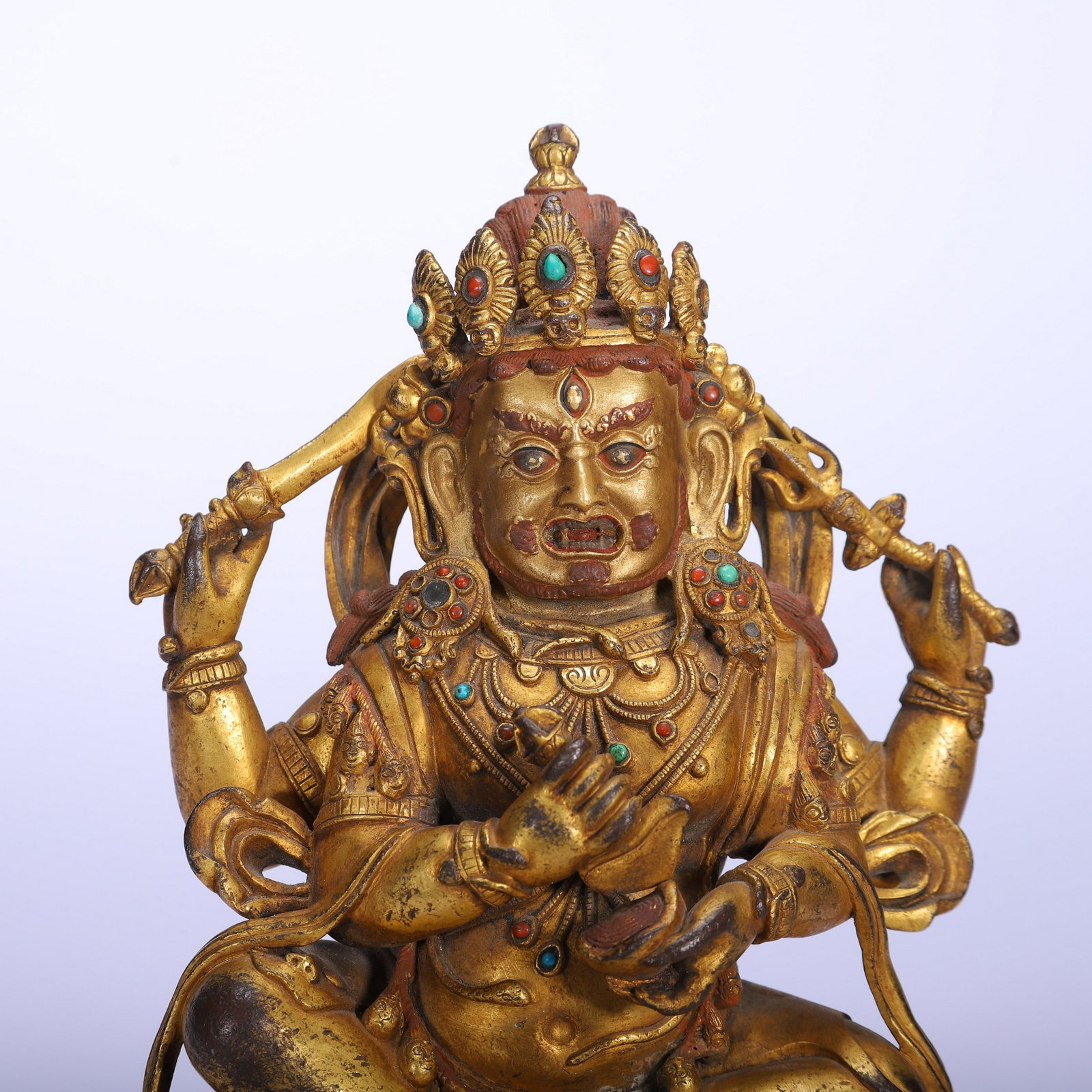 A COPPER GILDED BUDDHA STATUE - 2