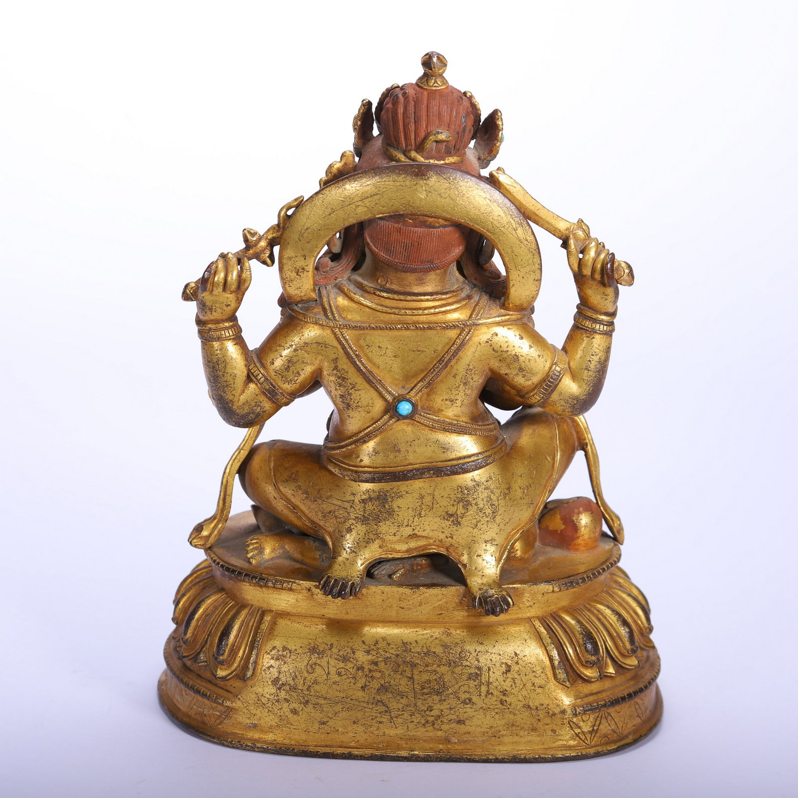 A COPPER GILDED BUDDHA STATUE - 8