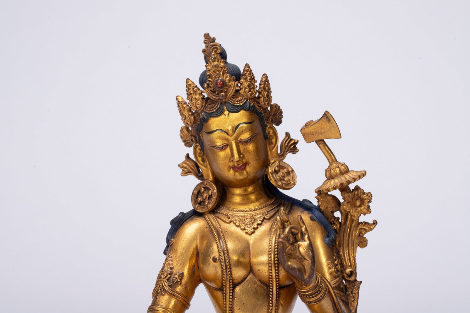 A COPPER GILDED BUDDHA STATUE - 2
