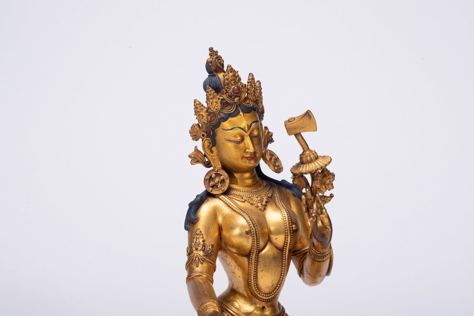 A COPPER GILDED BUDDHA STATUE - 6