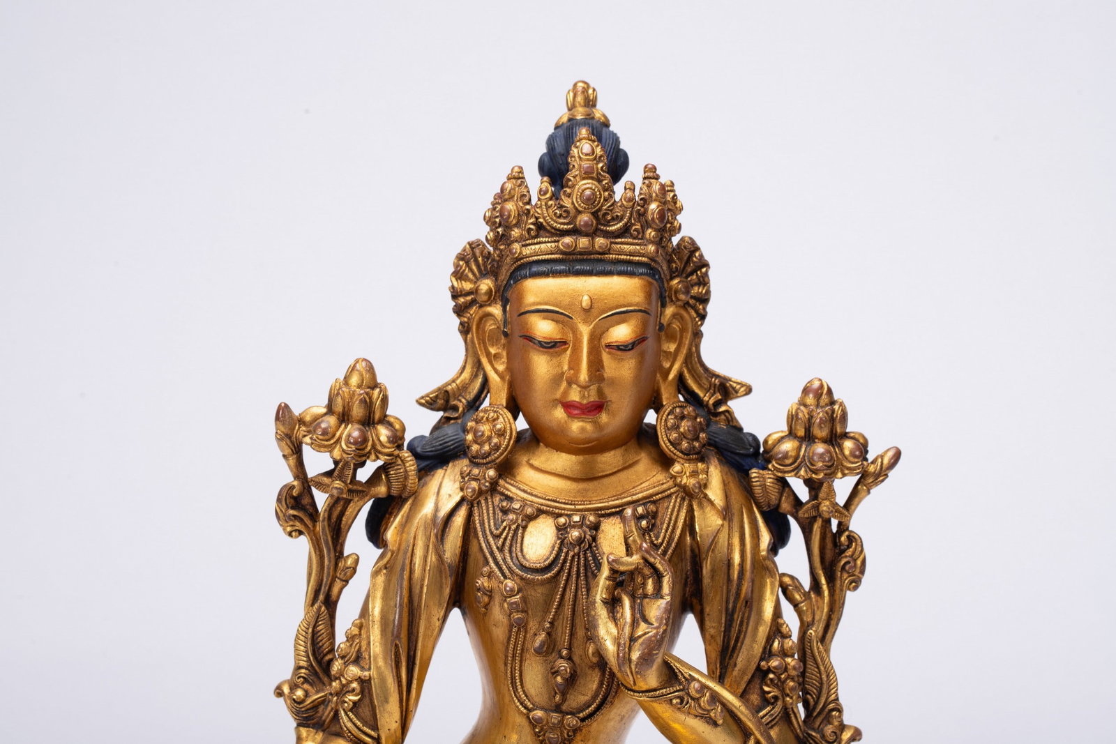 A COPPER GILDED BUDDHA STATUE - 2