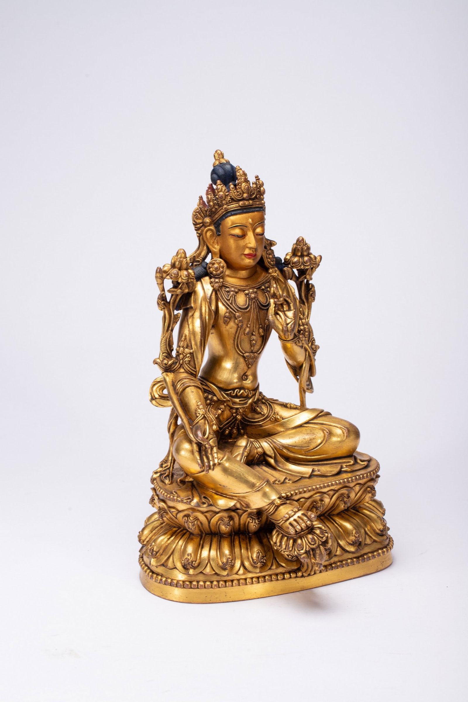 A COPPER GILDED BUDDHA STATUE - 5