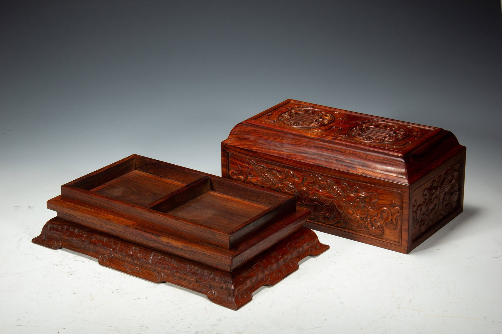 A WOOD COVERED BOX - 3