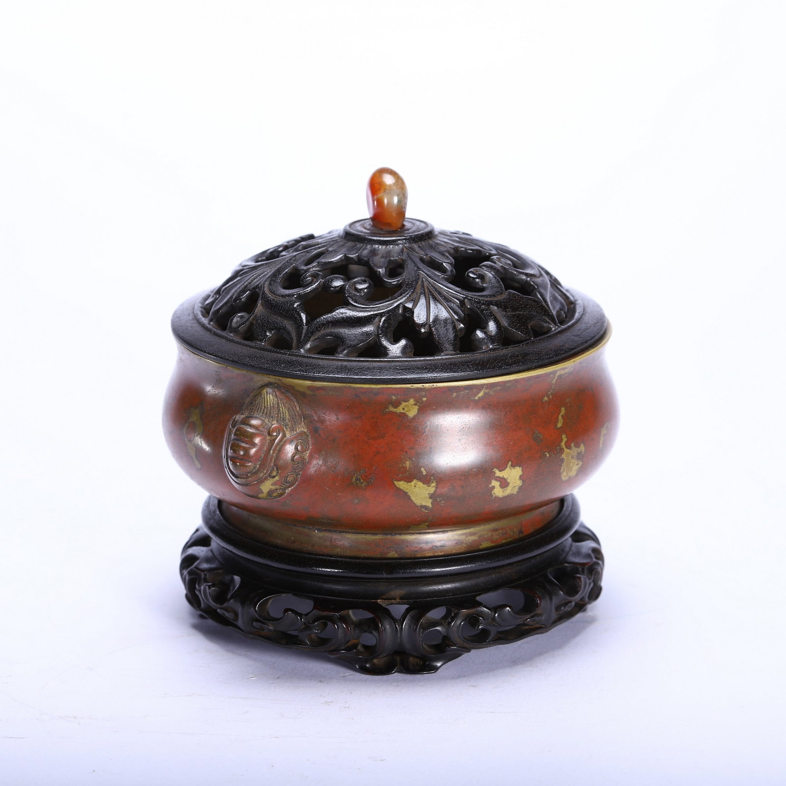 A COPPER INCENSE BURNER - 4