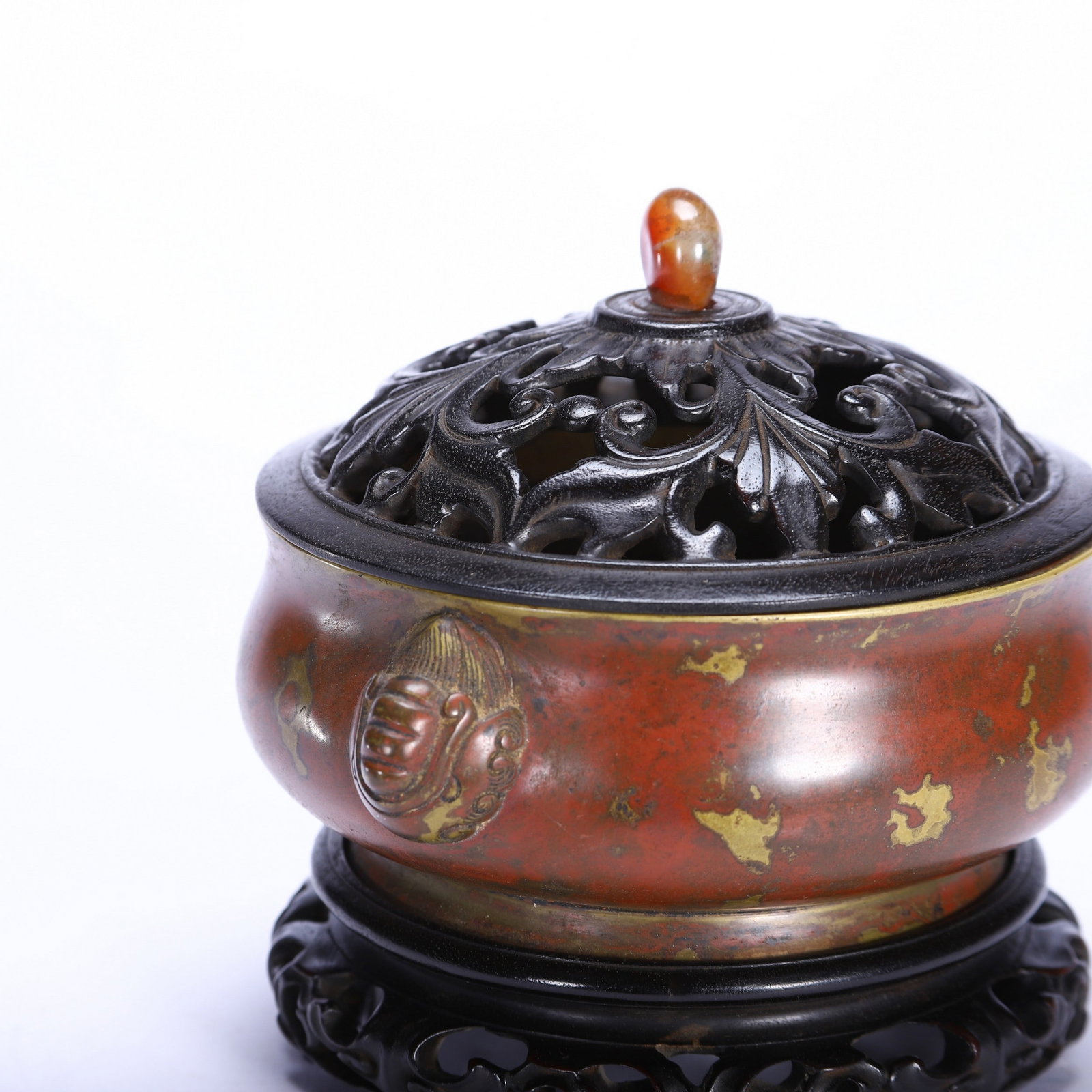 A COPPER INCENSE BURNER - 5