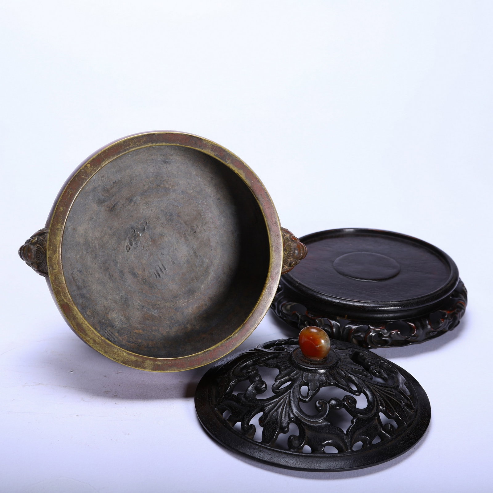 A COPPER INCENSE BURNER - 8