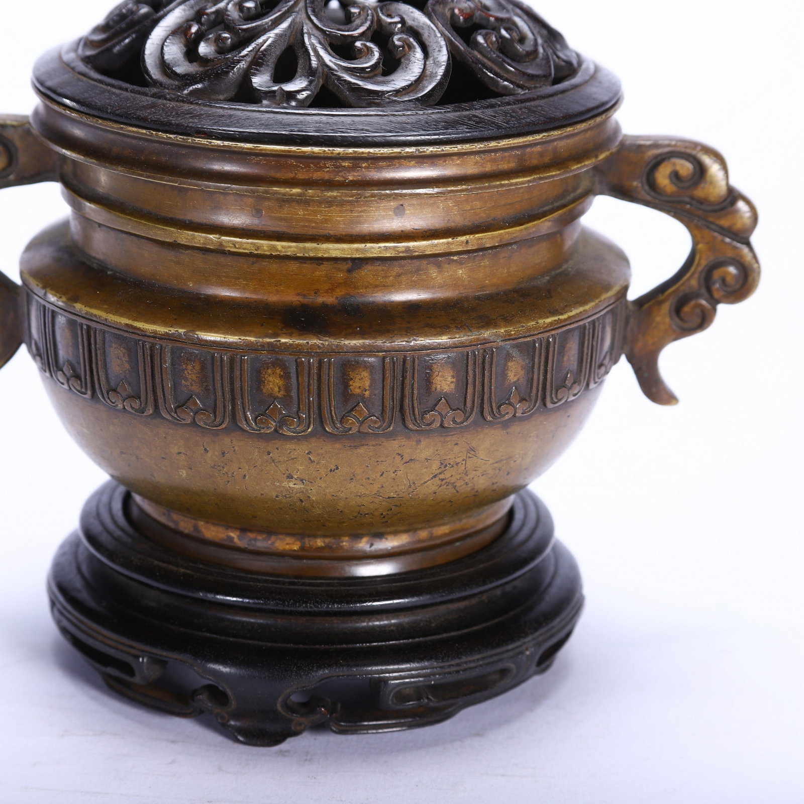 A COPPER INCENSE BURNER - 3