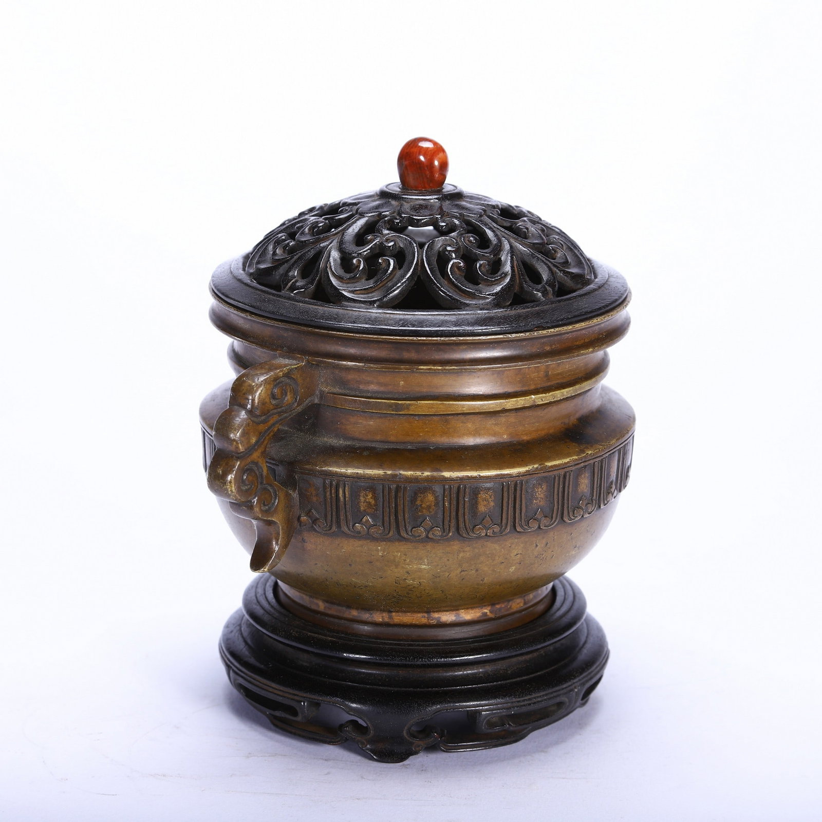 A COPPER INCENSE BURNER - 4