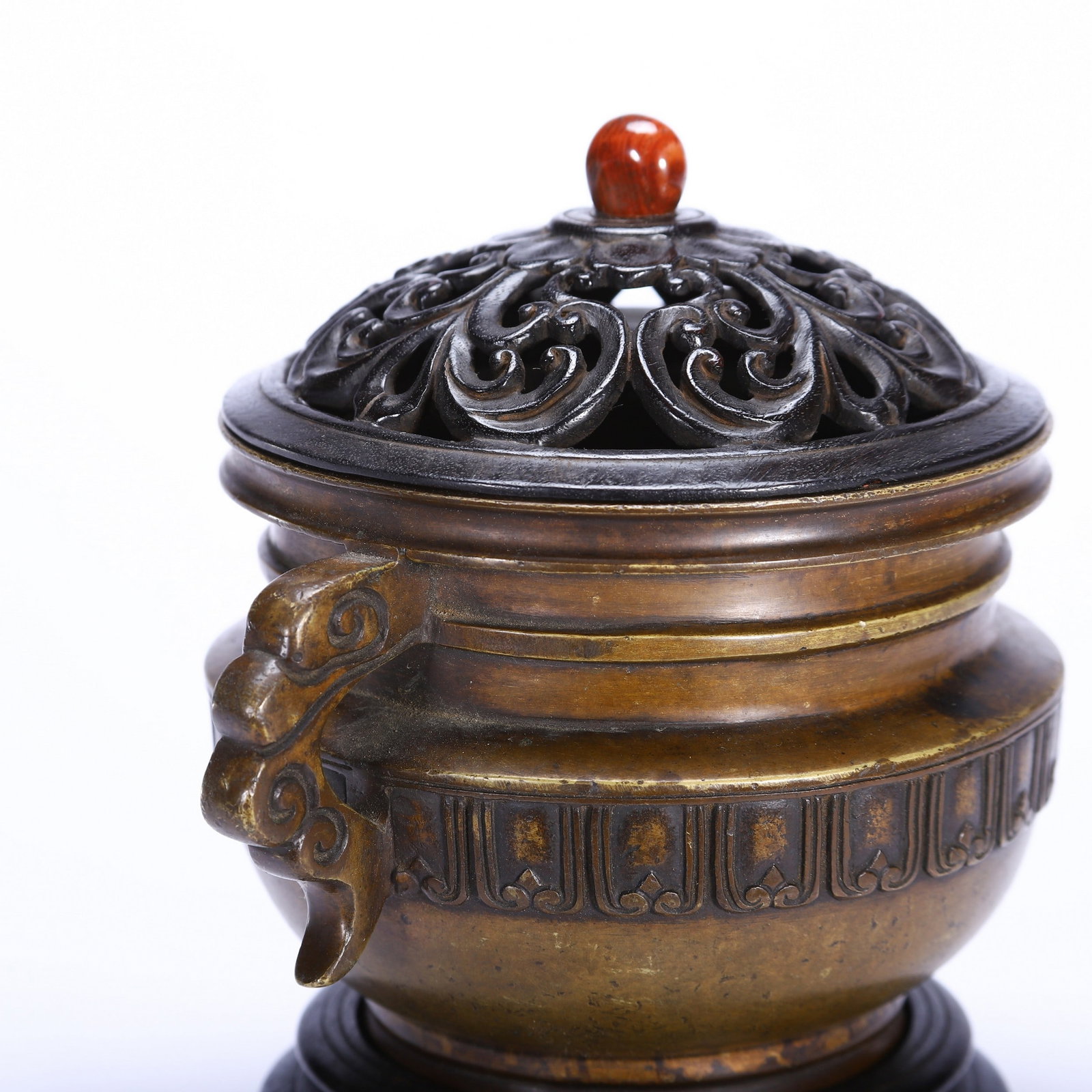 A COPPER INCENSE BURNER - 5