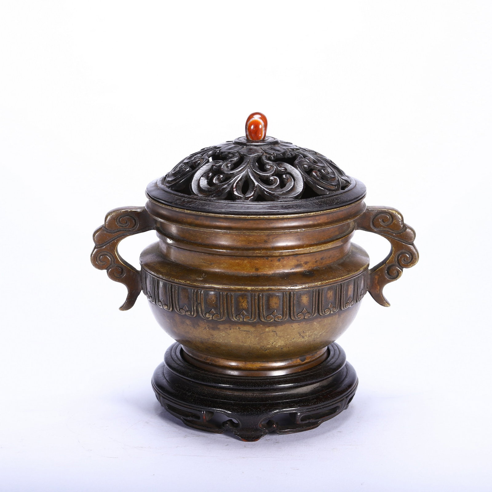 A COPPER INCENSE BURNER - 7