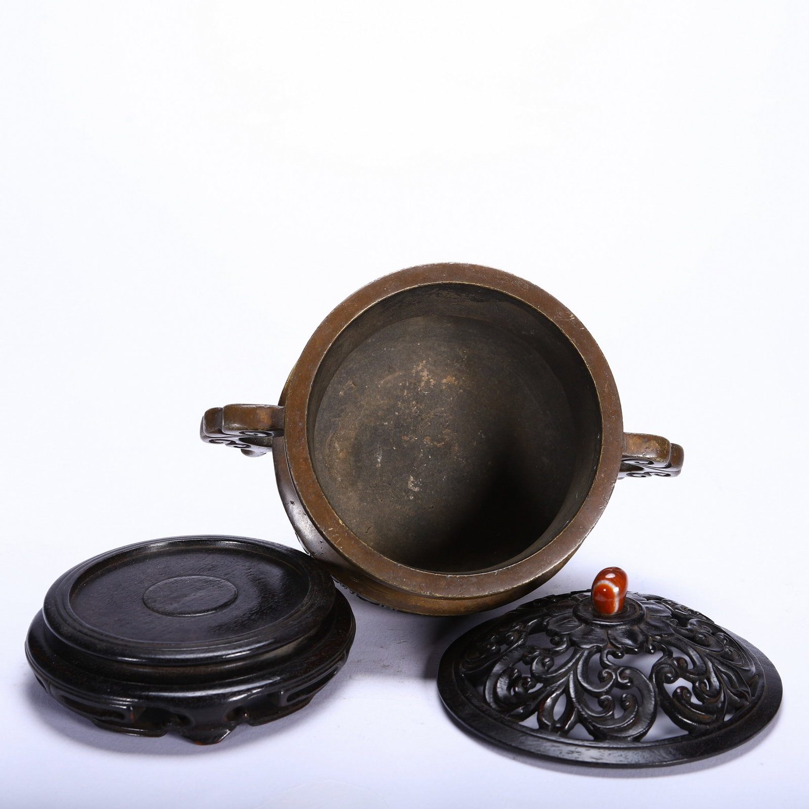A COPPER INCENSE BURNER - 8