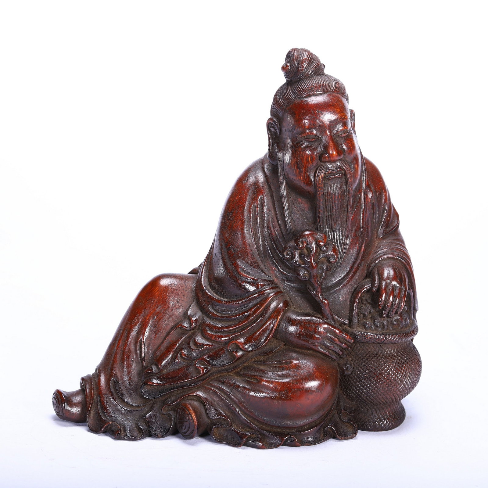 A BAMBOO CARVED FIGURE: 竹雕人物 A bamboo carved figure 18x10x18cm