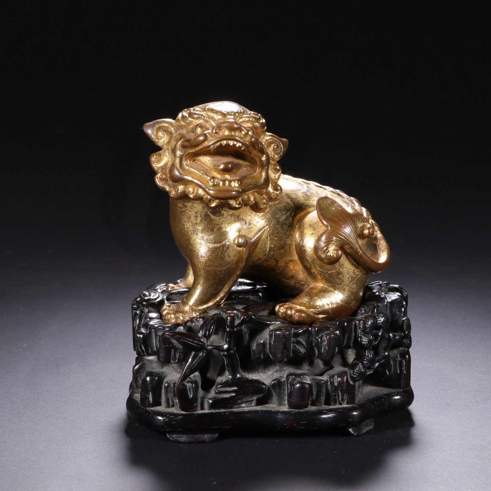 A COPPER GILDED AUSPICIOUS BEAST ORNAMENT (1 of 8)