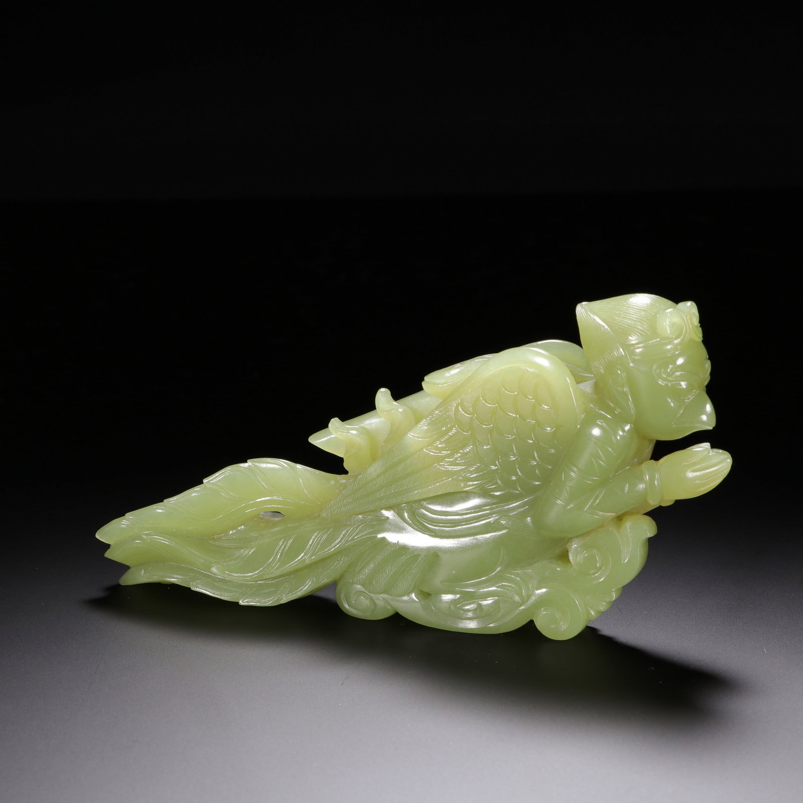 A JADE: 和田黄玉飞天 A jade Lg.12.2cm