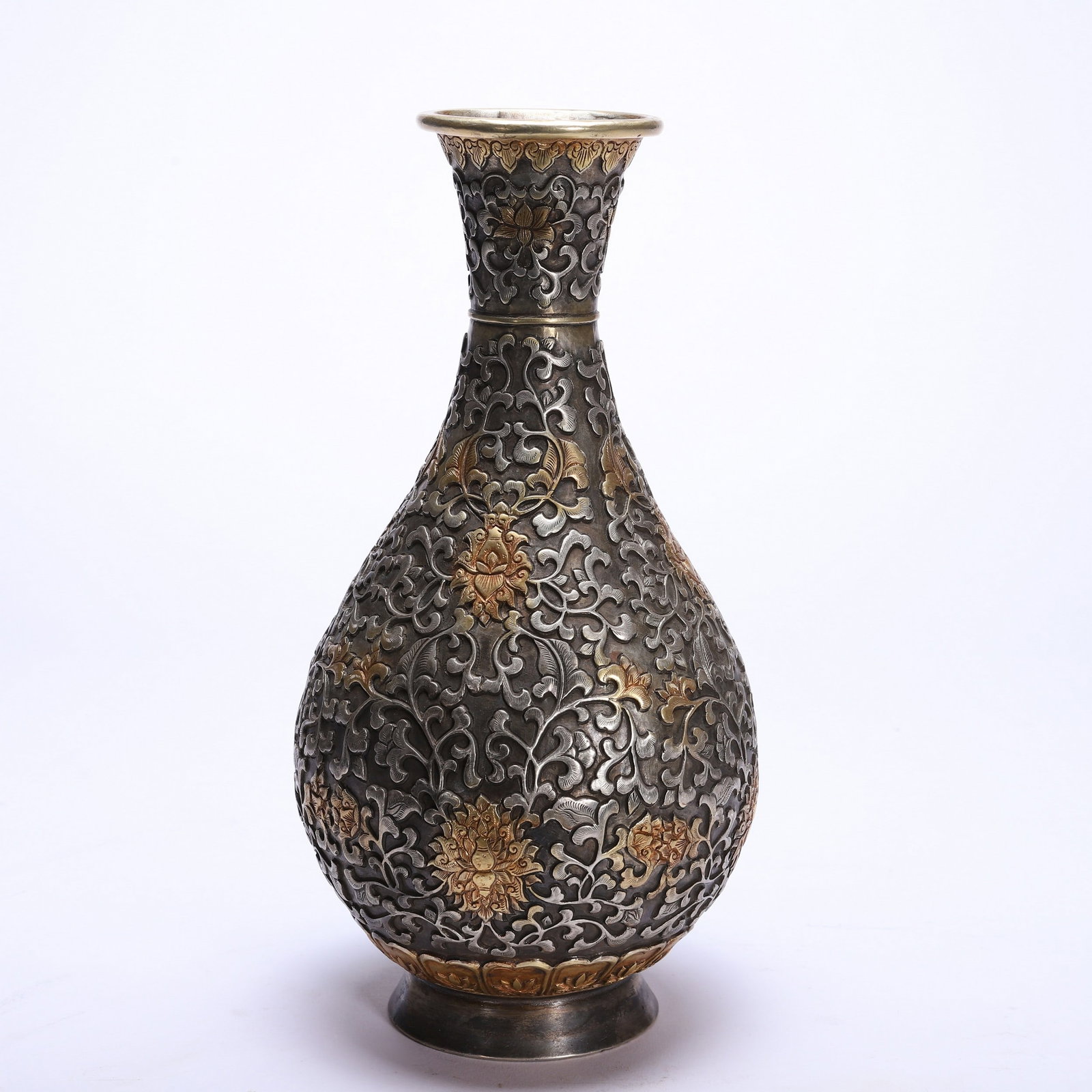 A COPPER GILDED VASE - 7