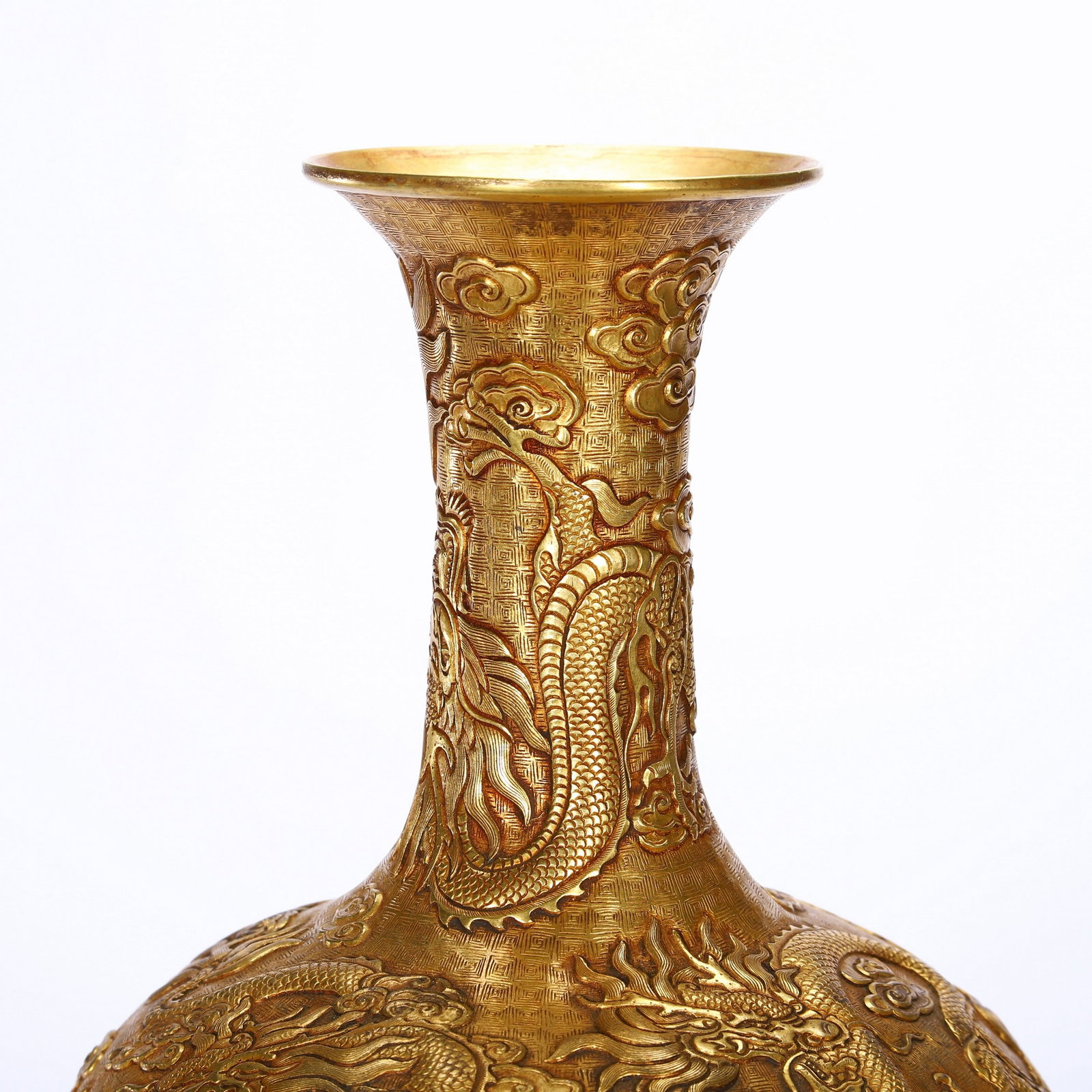A COPPER GILDED VASE - 2