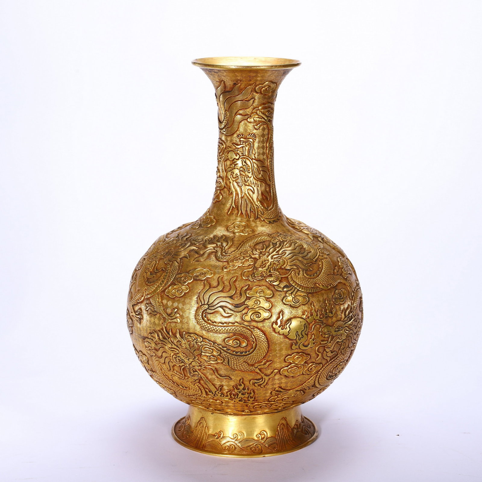 A COPPER GILDED VASE - 5