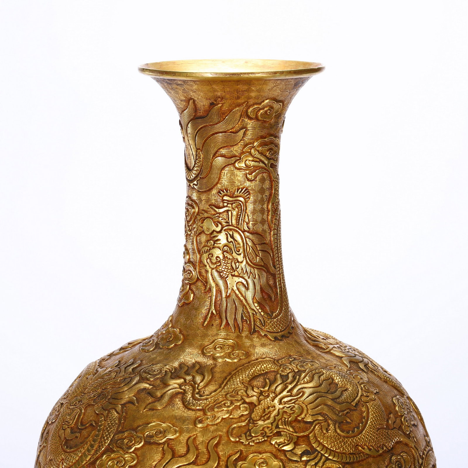 A COPPER GILDED VASE - 6