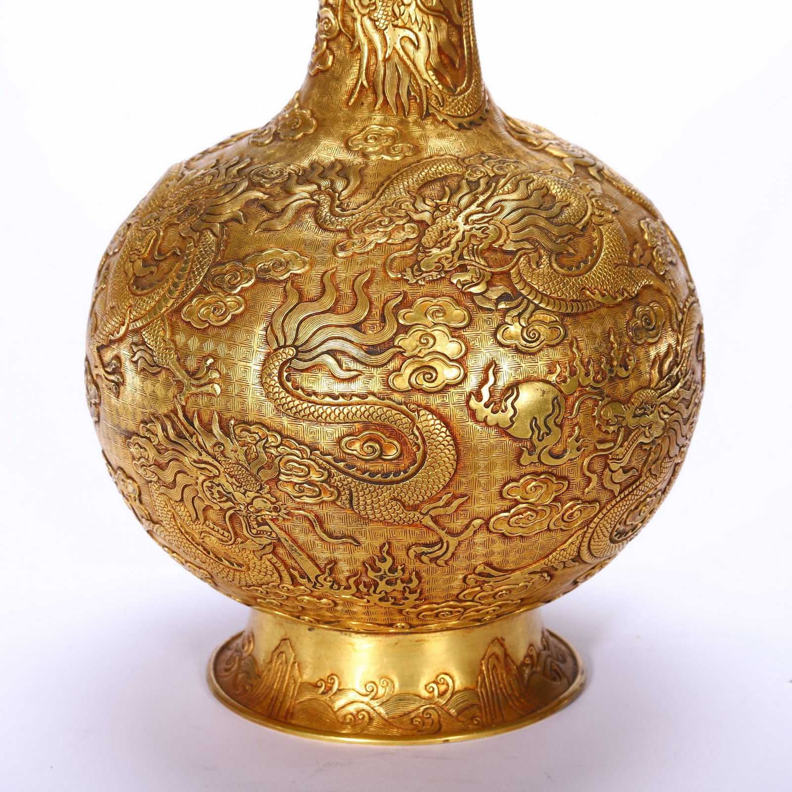 A COPPER GILDED VASE - 7