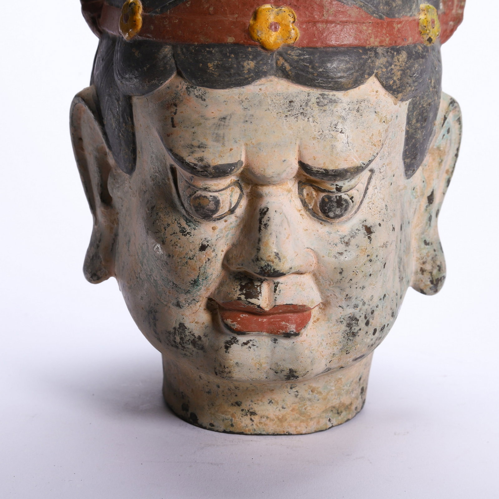 A BRONZE BUDDHA HEAD - 3