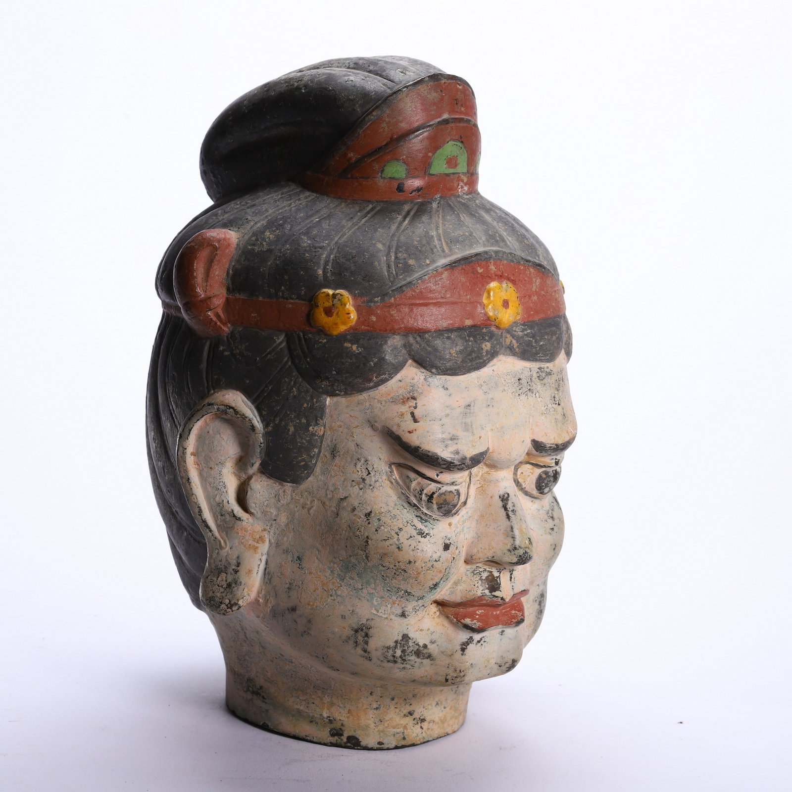 A BRONZE BUDDHA HEAD - 5