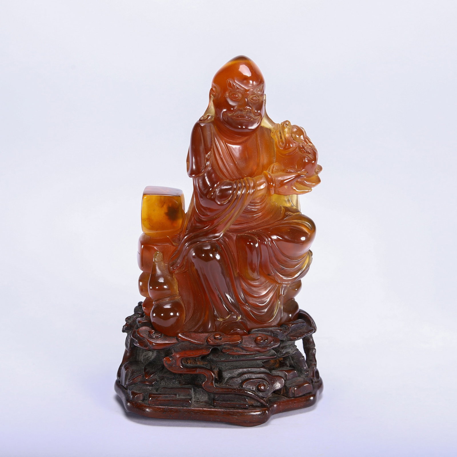 AMBER ARHAT DECORATIONS: 琥珀罗汉摆件 Amber Arhat decorations Ht.14cm