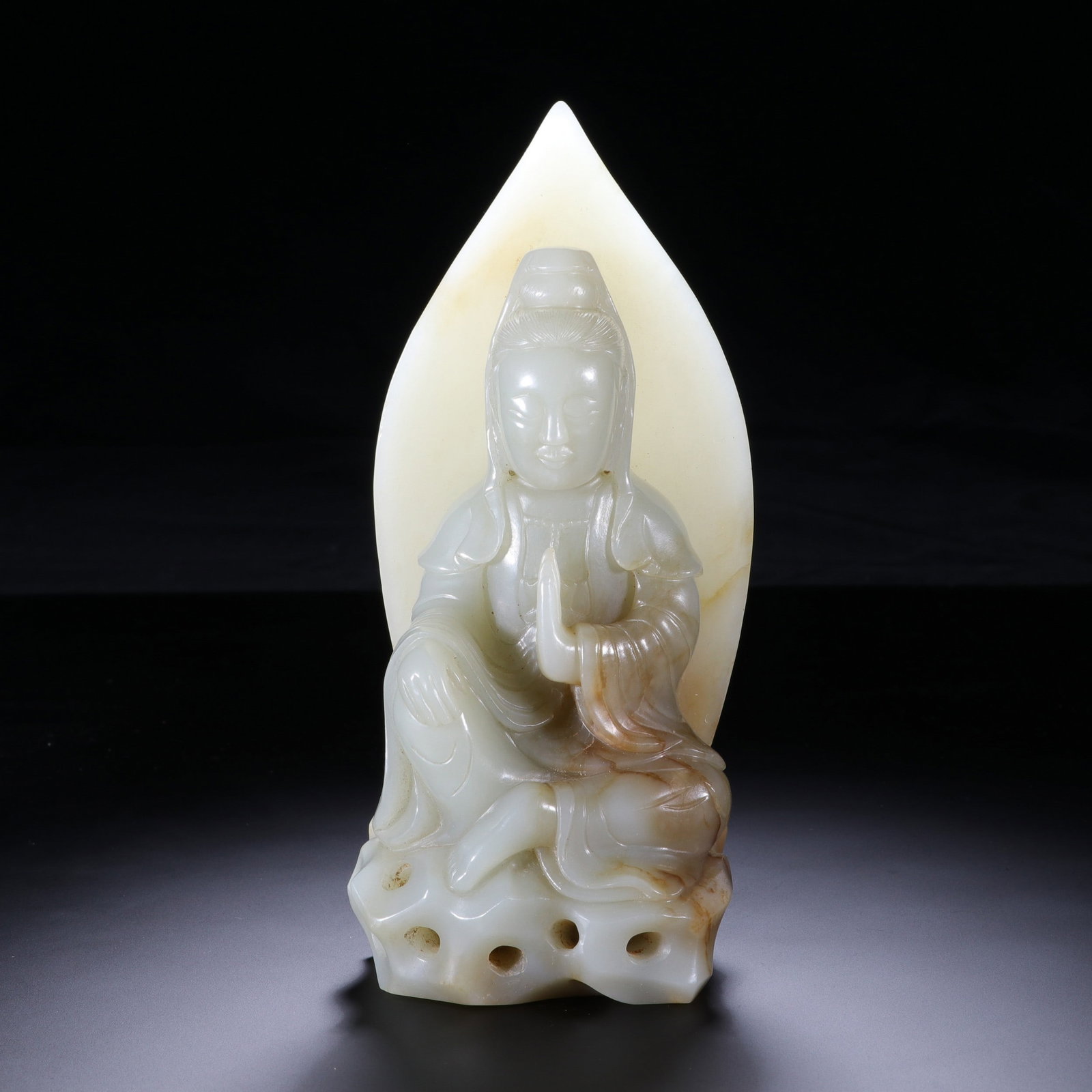A JADE GUANYIN: 和田玉观音 A jade guanyin Ht.16cm