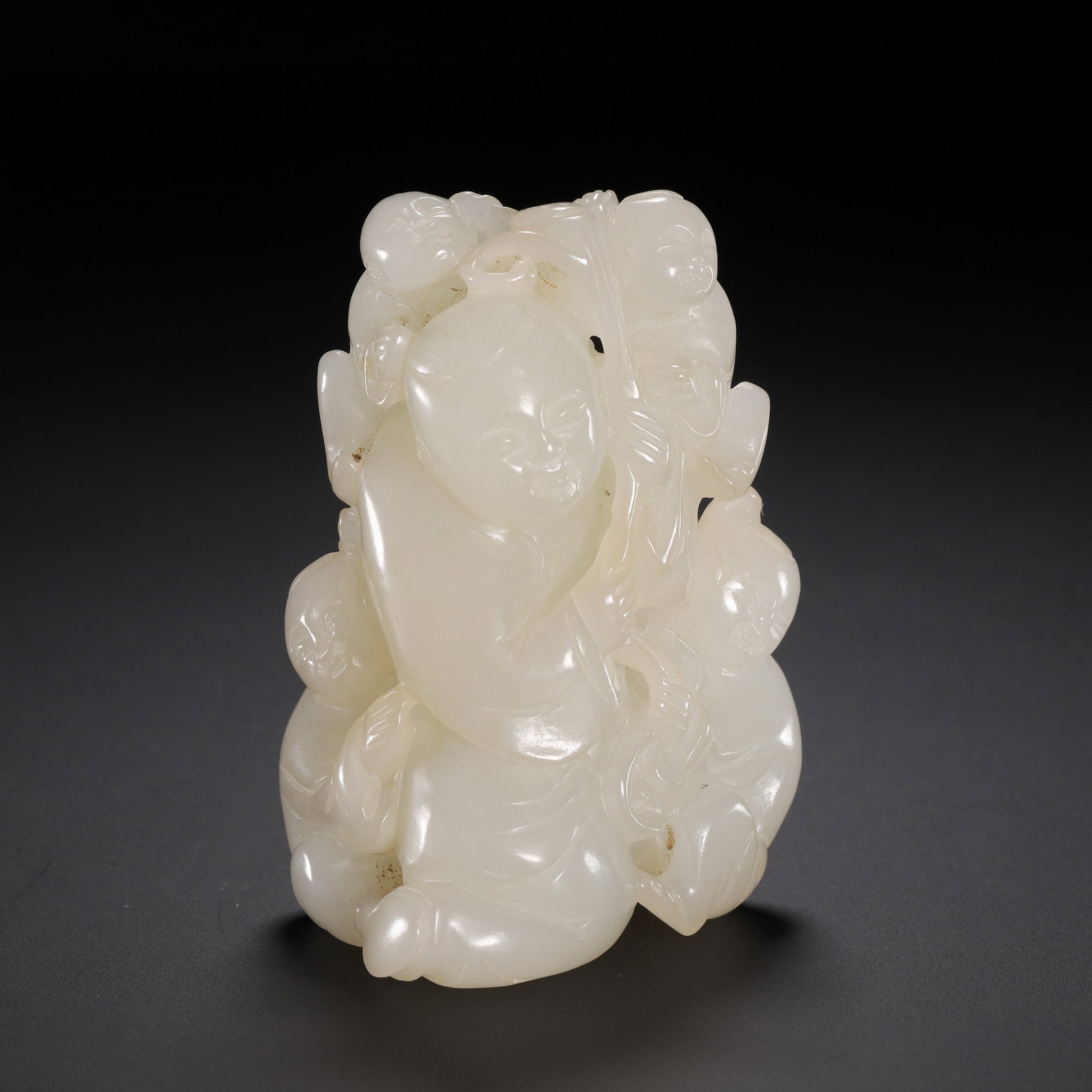 A JADE CHILDREN: 和田玉五子登科摆件 A jade children Lg.5.5cm