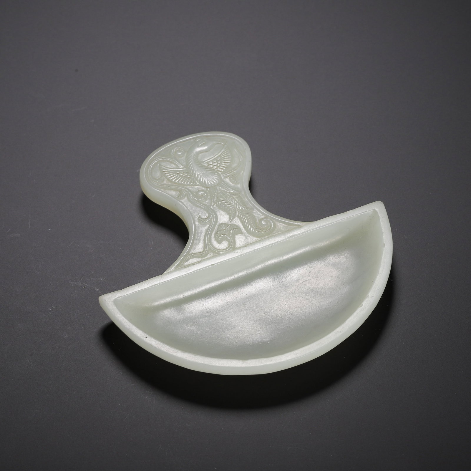 A JADE SHOVEL: 和田白玉茶铲 A jade shovel Lg.10cm