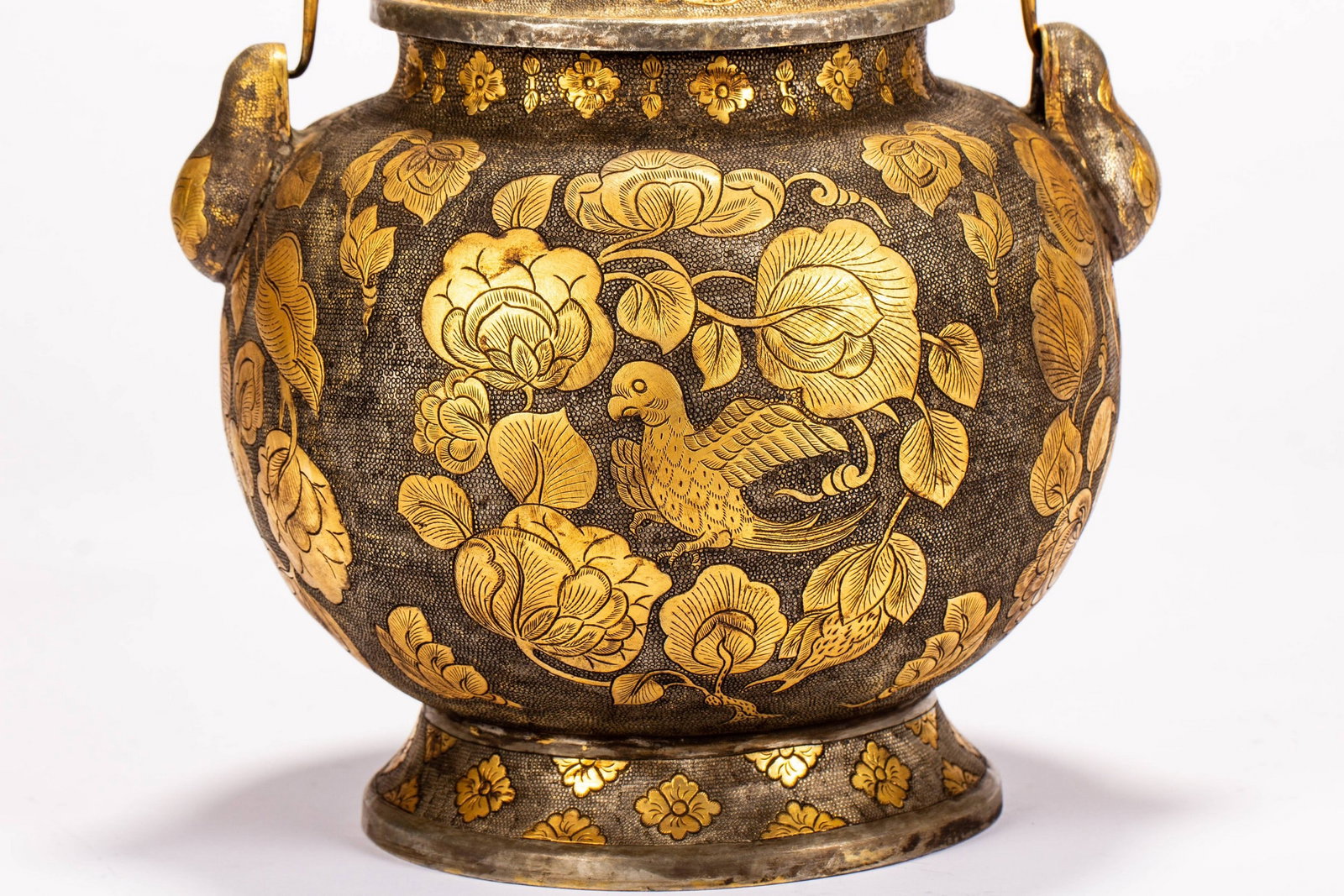 A COPPER GILDED POT - 3