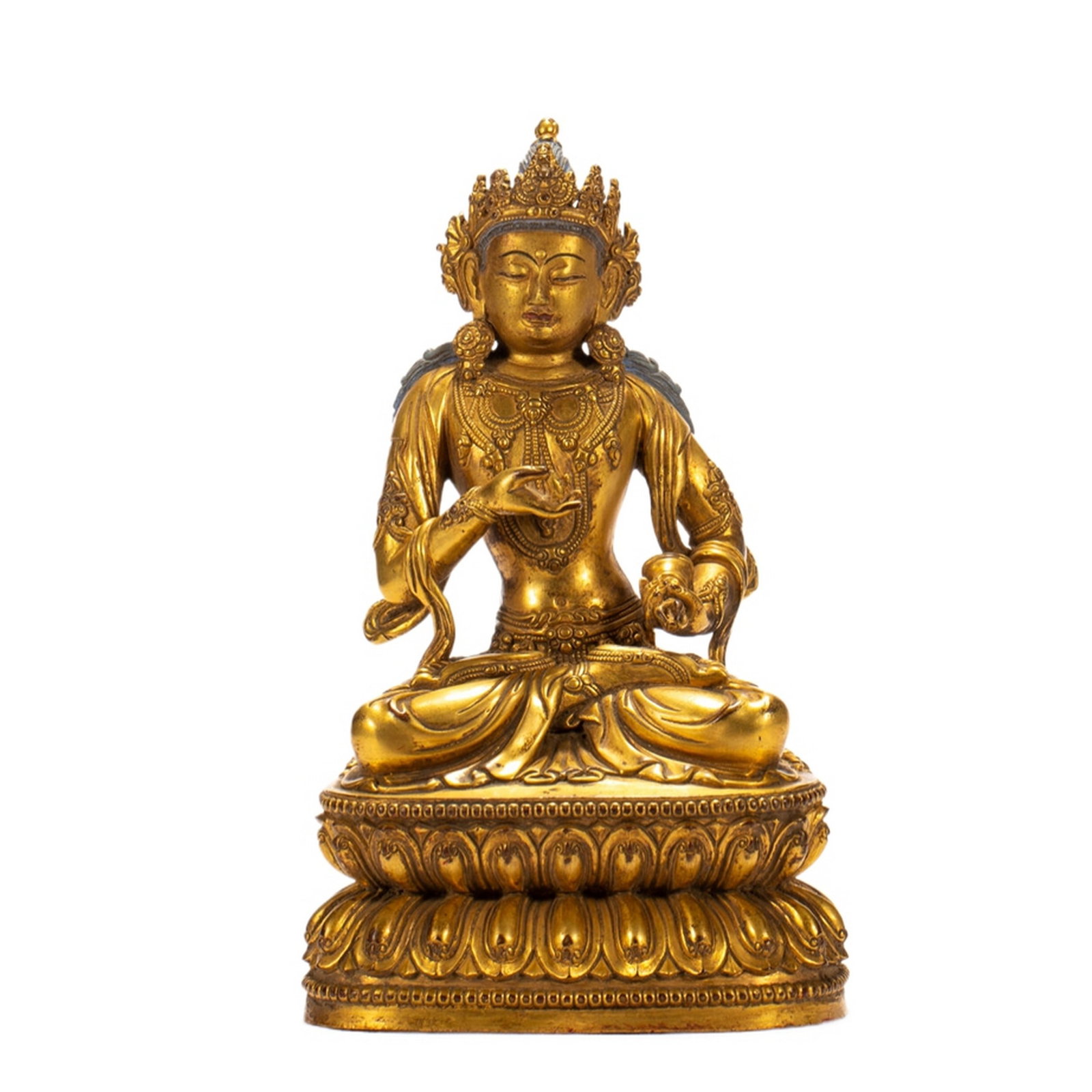 A COPPER GILDED BUDDHA STATUE (1 of 10)