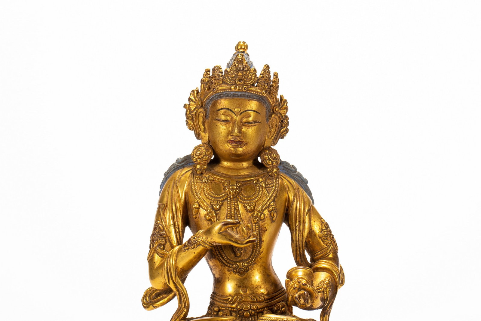 A COPPER GILDED BUDDHA STATUE - 2